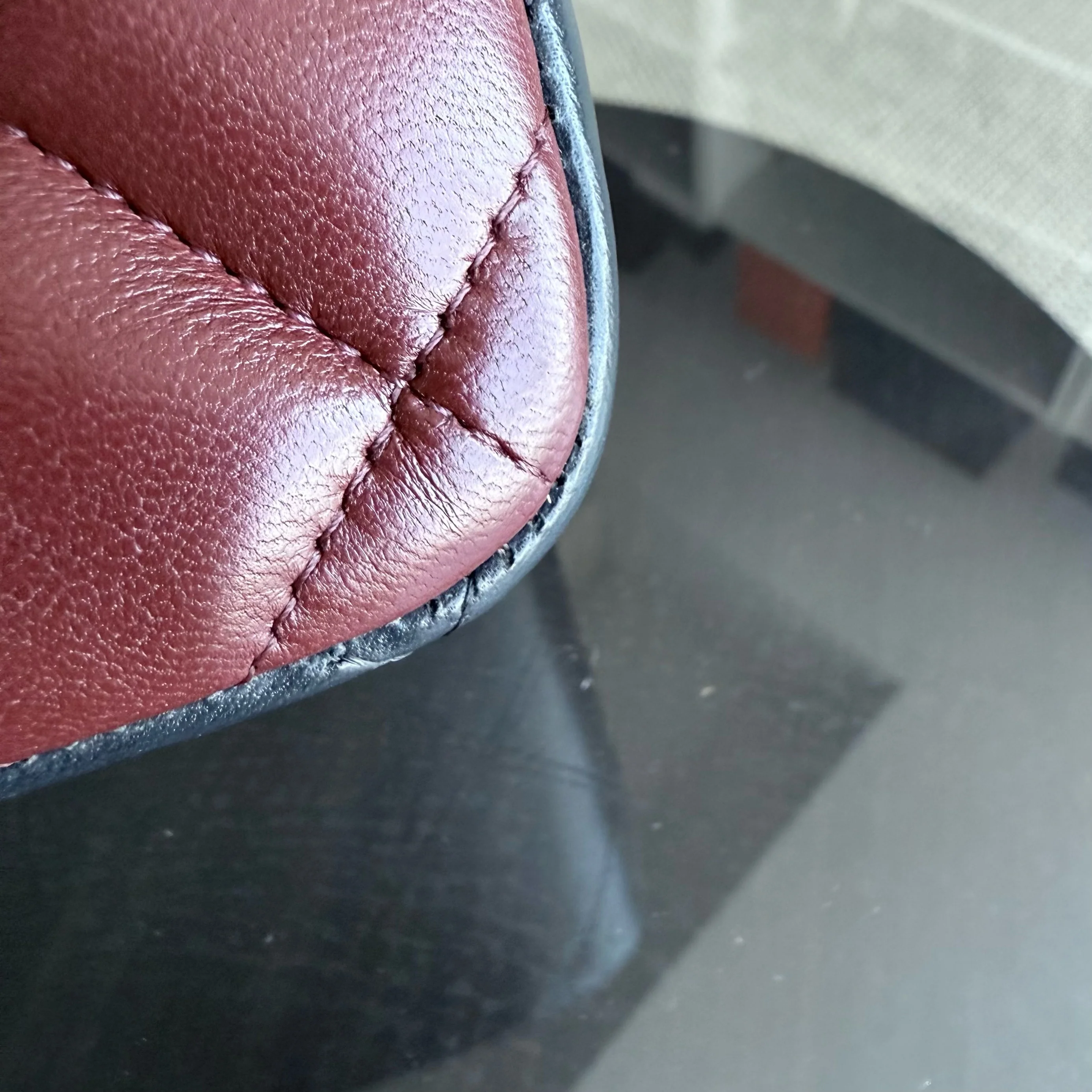 Chanel Classic Flap Jumbo - Quilted Lambskin Bi-Color Burgundy Black Silver Hardware Series 18