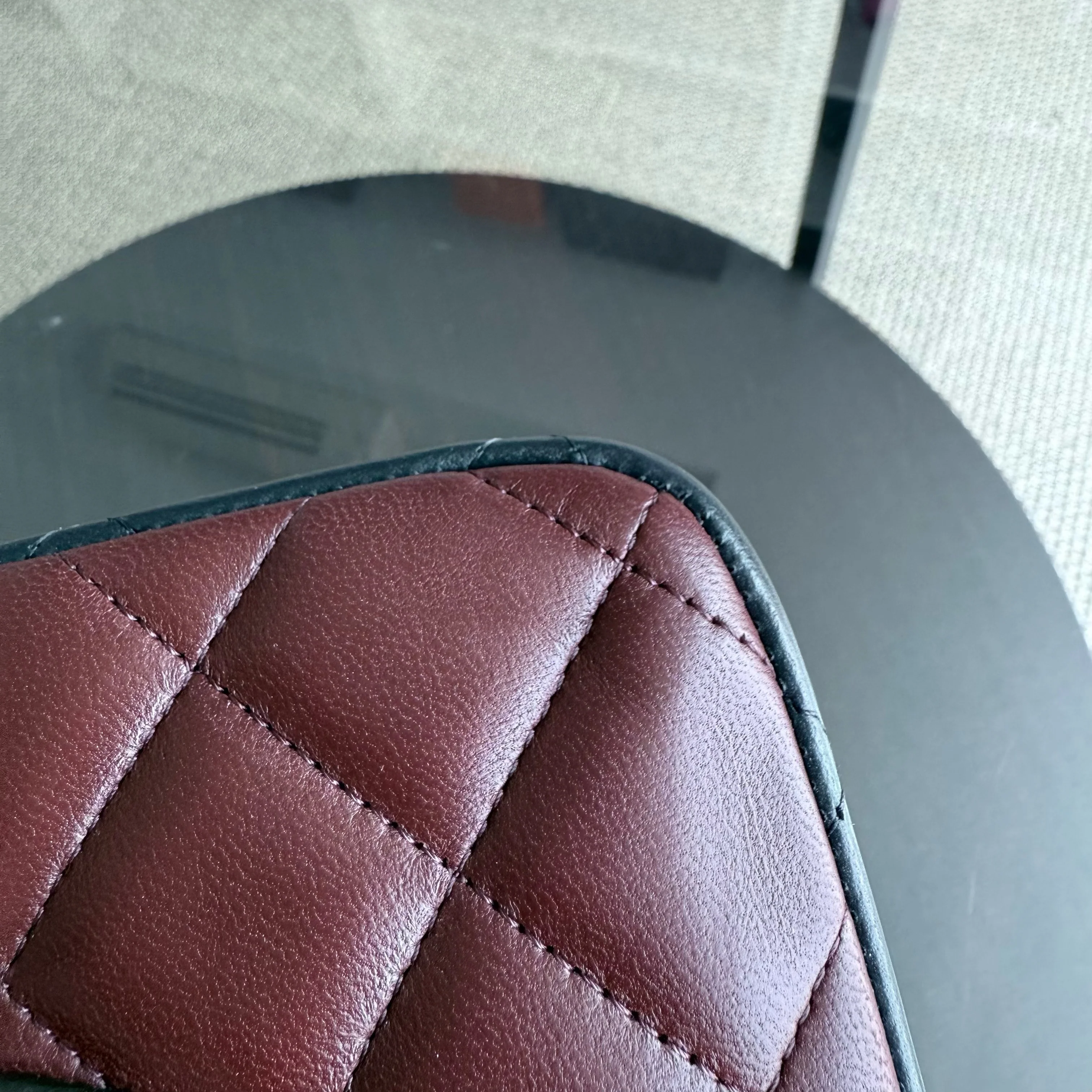 Chanel Classic Flap Jumbo - Quilted Lambskin Bi-Color Burgundy Black Silver Hardware Series 18