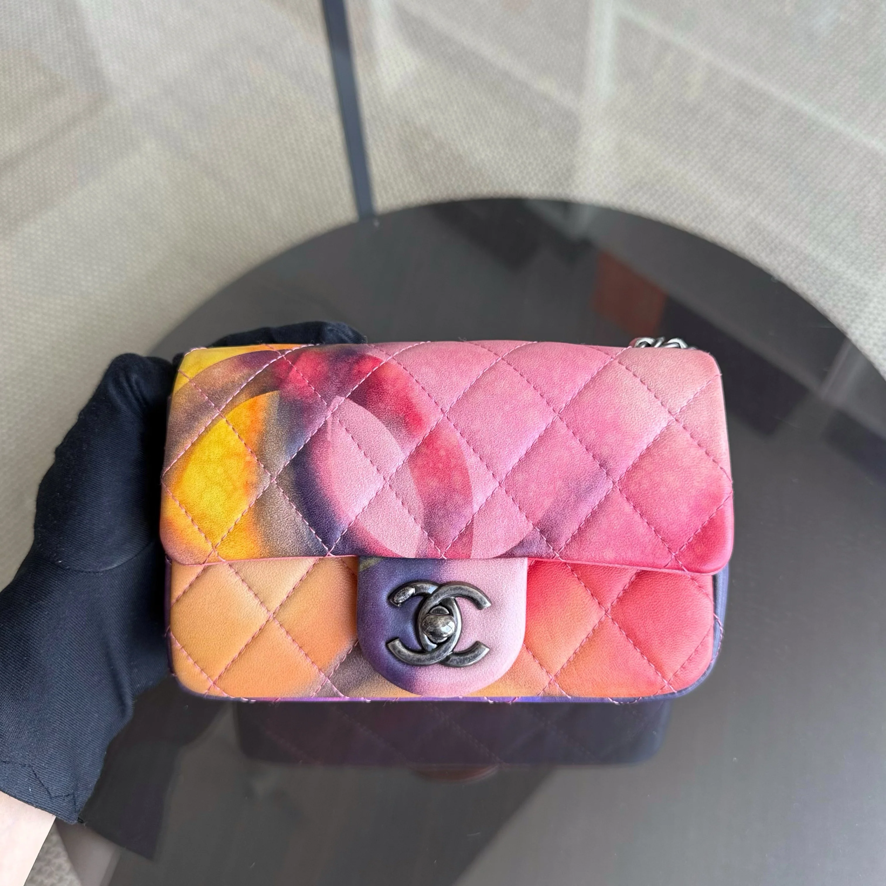 Chanel Classic Flap Extra Mini - Flower Power Quilted Lambskin Limited Edition Black Hardware Series 20