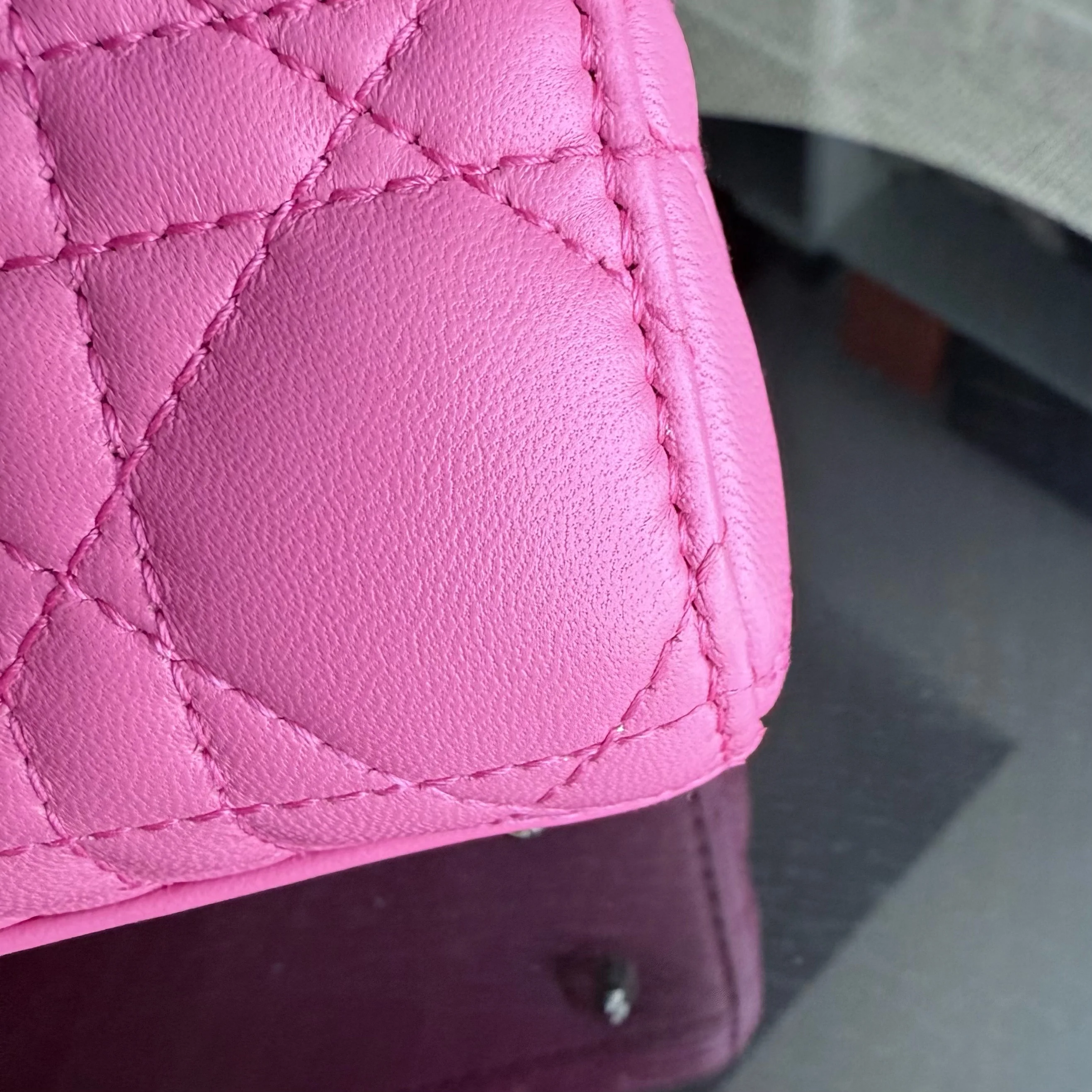 Dior Lady Small - Cannage Lambskin Brabie Pink Gold Hardware Badge Charm