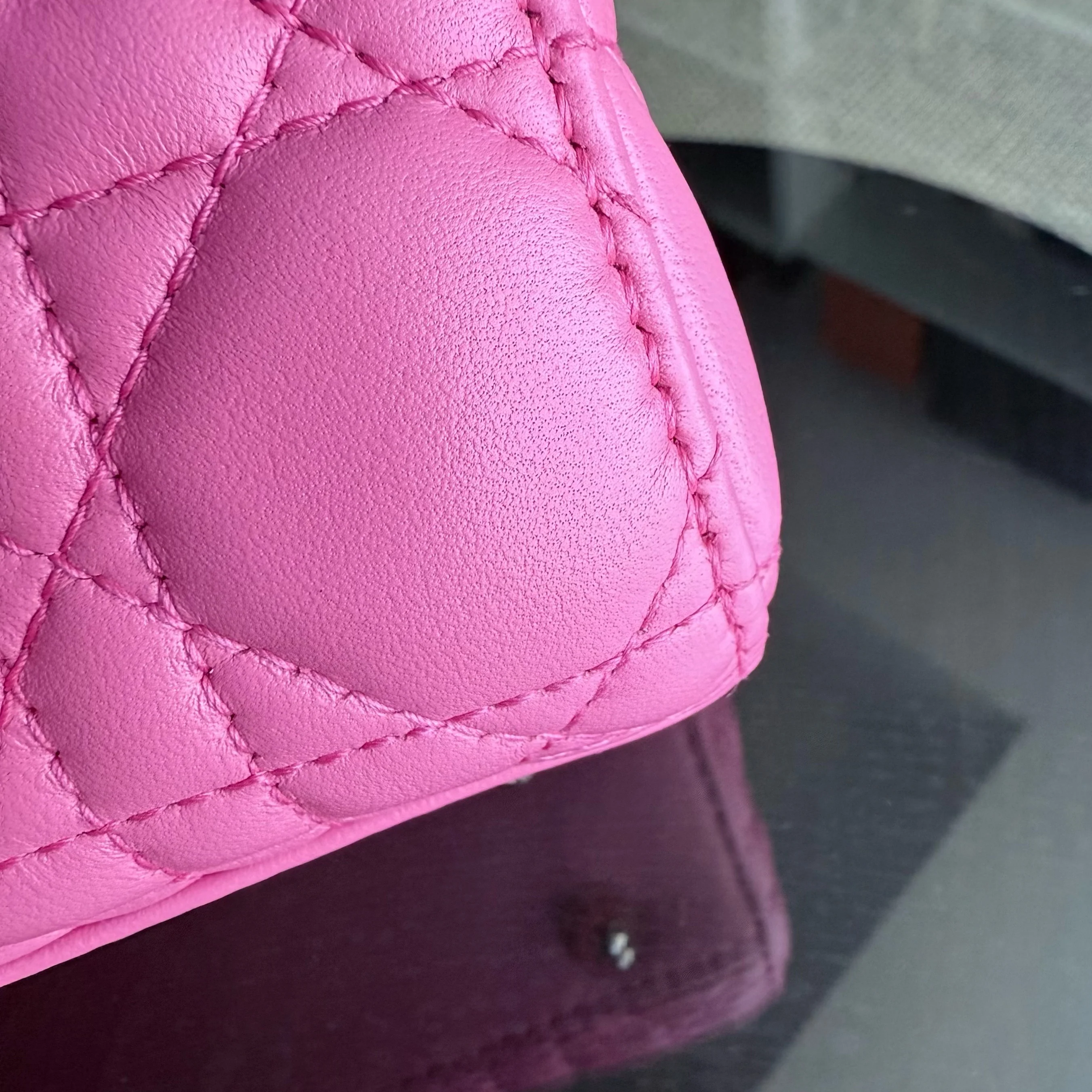 Dior Lady Small - Cannage Lambskin Brabie Pink Gold Hardware Badge Charm