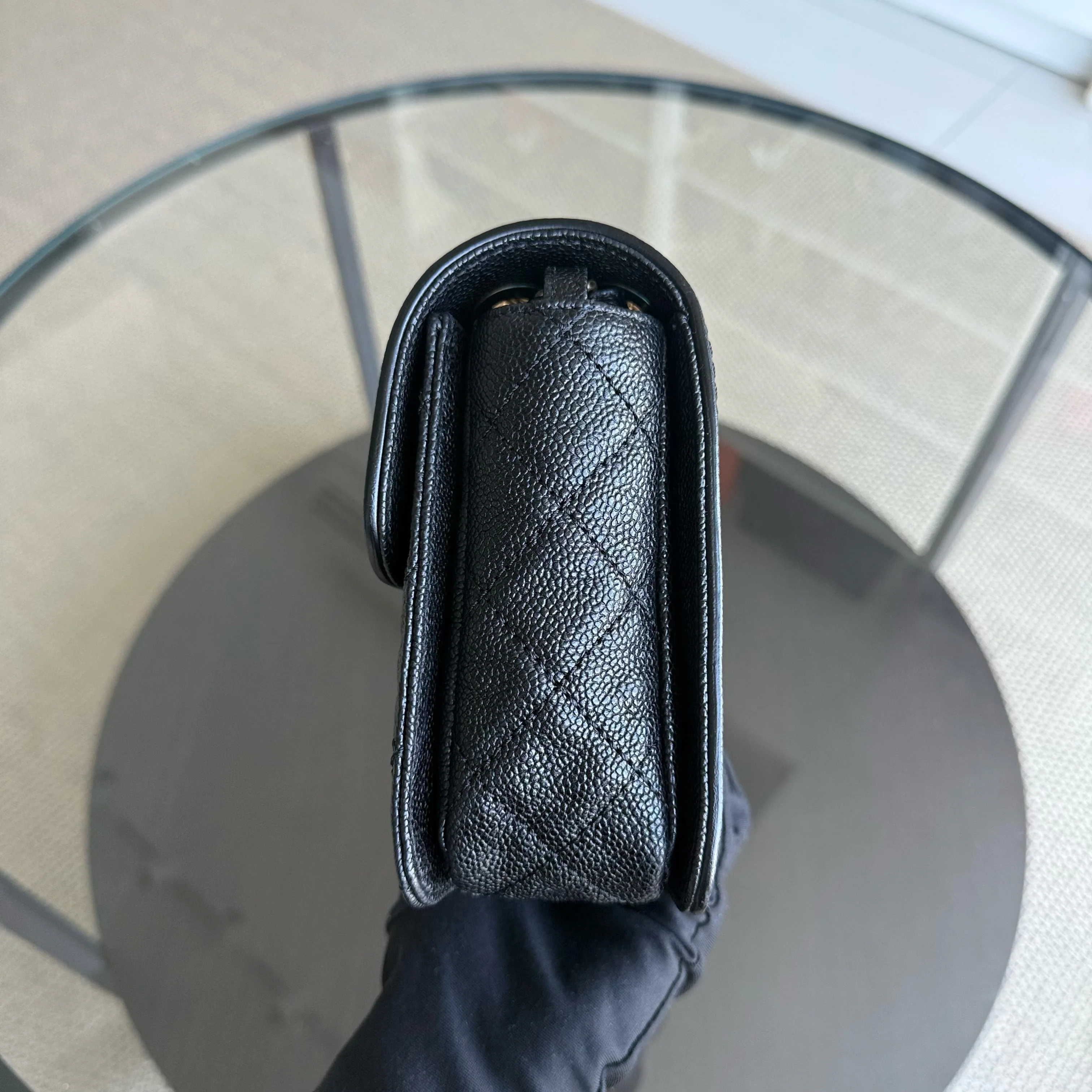 Chanel Mademoiselle 2.55 Lock Flap - Caviar Quilted Grained Calfskin Black Gold Hardware Series 16