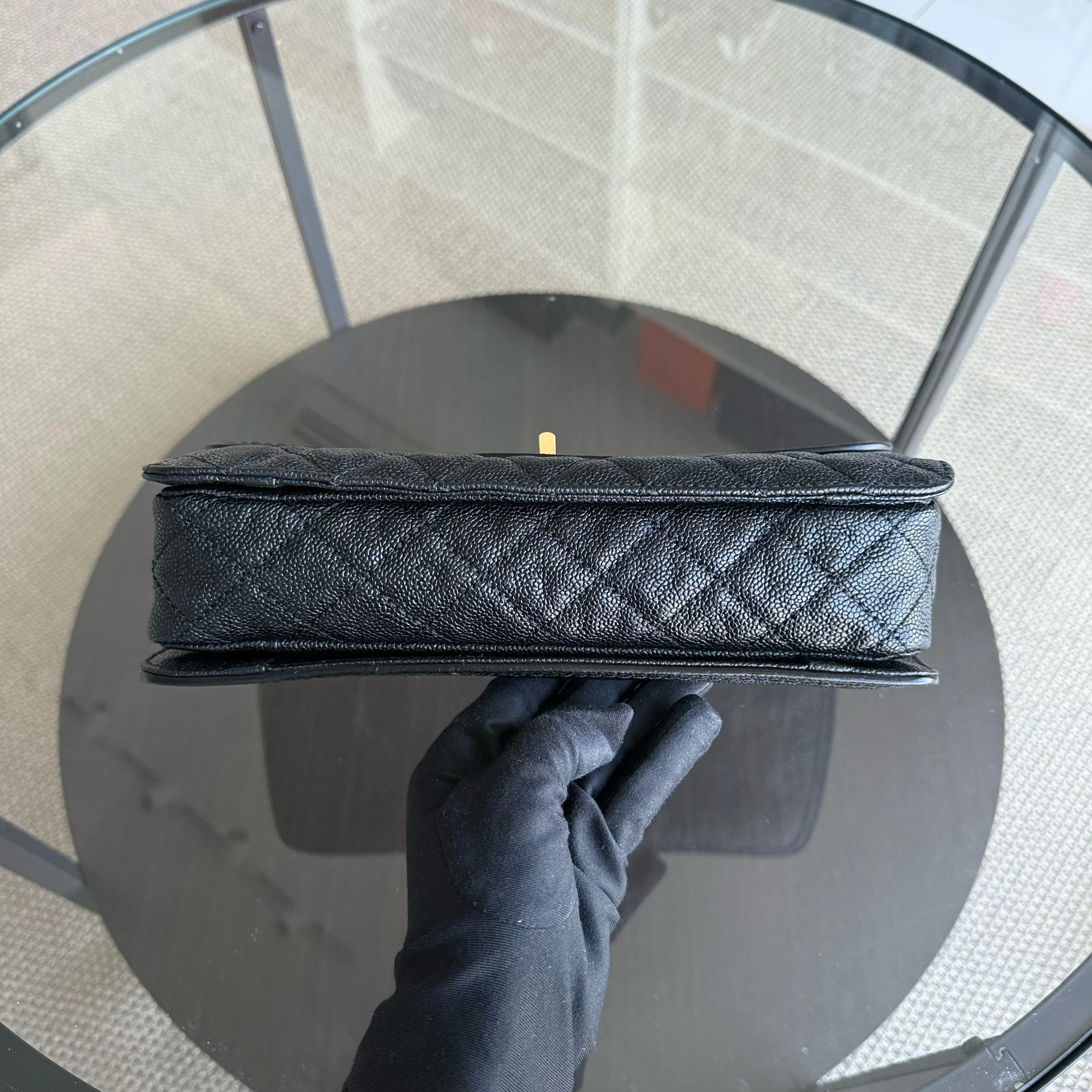 Chanel Mademoiselle 2.55 Lock Flap - Caviar Quilted Grained Calfskin Black Gold Hardware Series 16