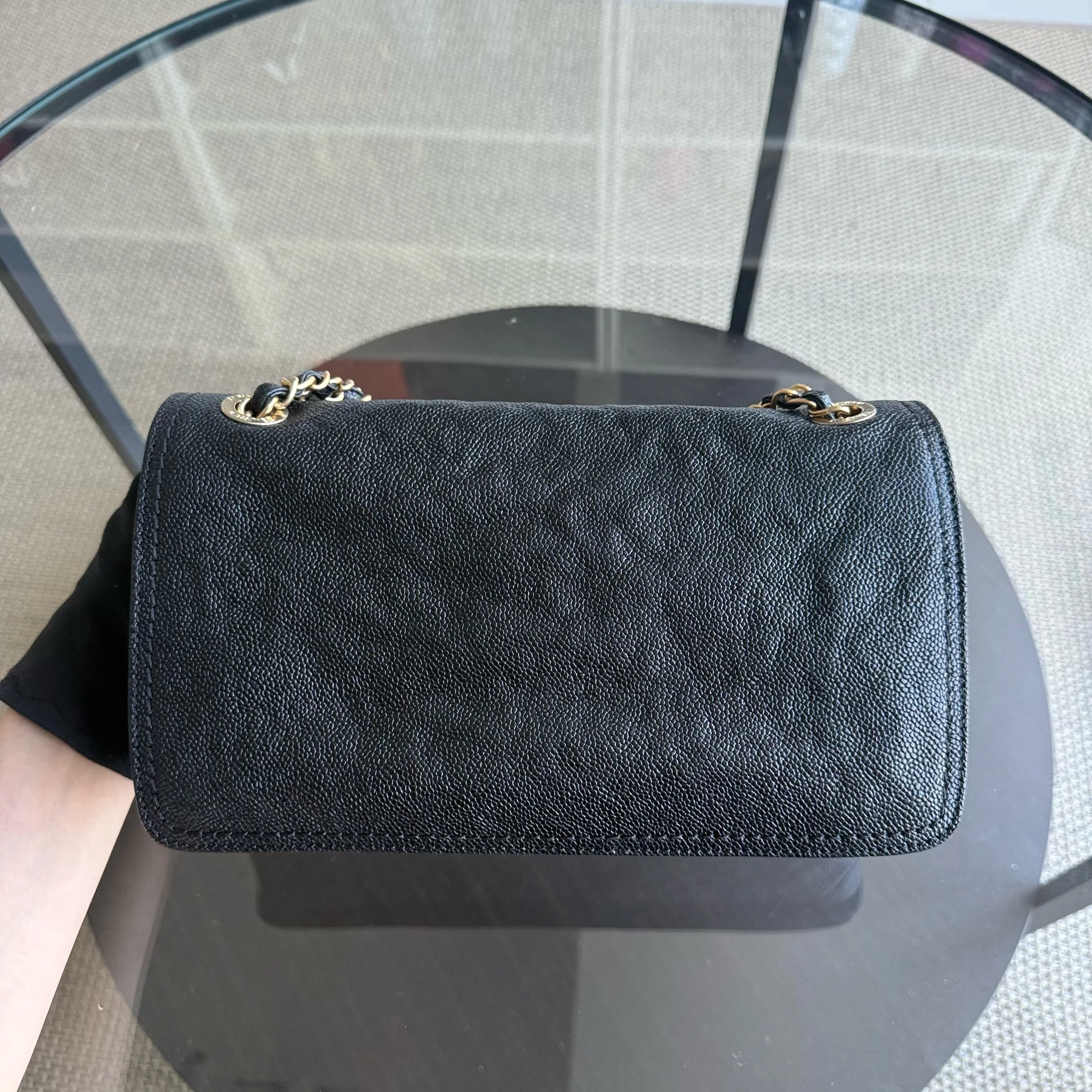 Chanel Mademoiselle 2.55 Lock Flap - Caviar Quilted Grained Calfskin Black Gold Hardware Series 16