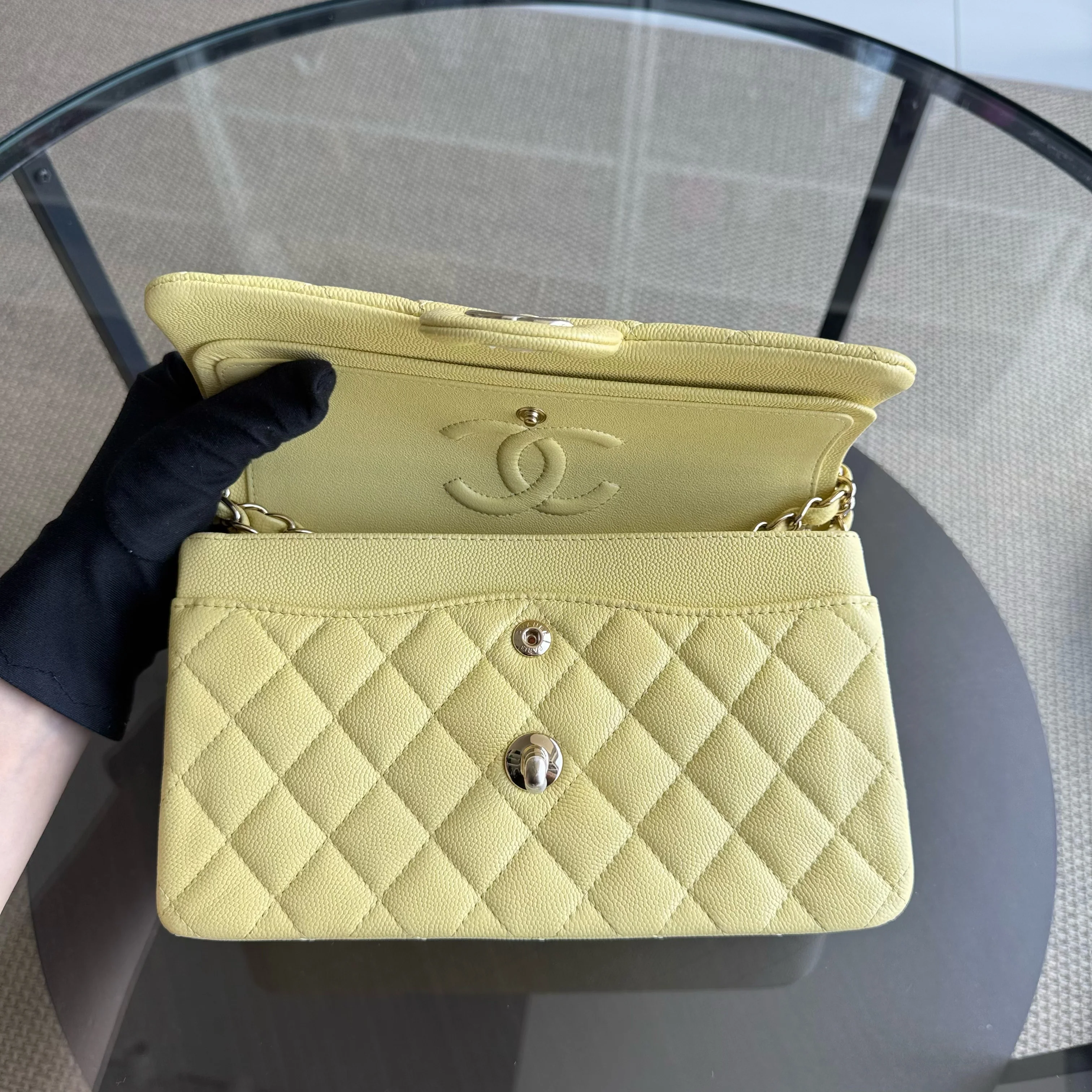 Chanel Classic Flap Small - Caviar 23CM Quilted Grained Calfskin Yellow Gold Hardware Series 30