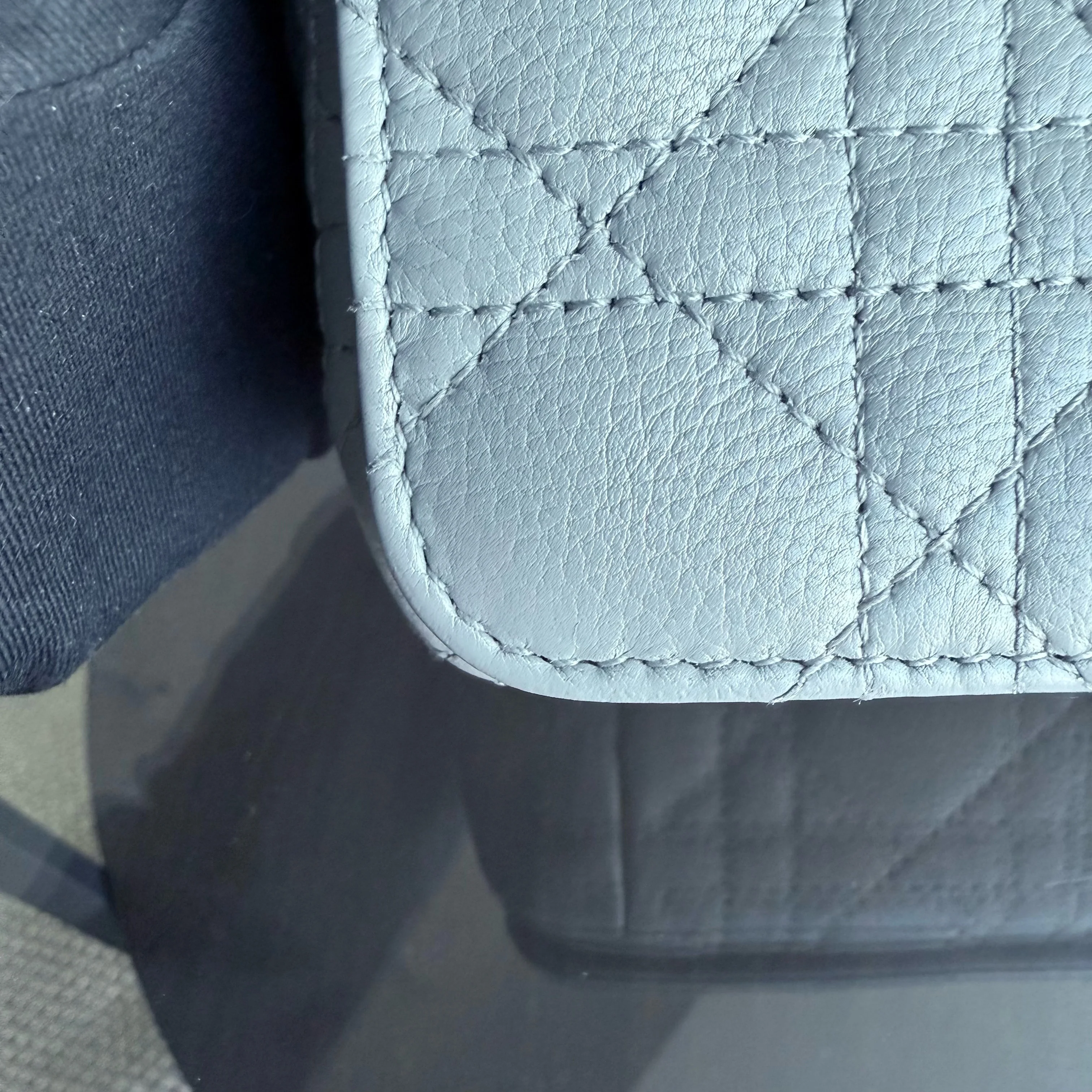 Dior Caro Small - Cannage Grained Calfskin Gray Grey Gold Hardware