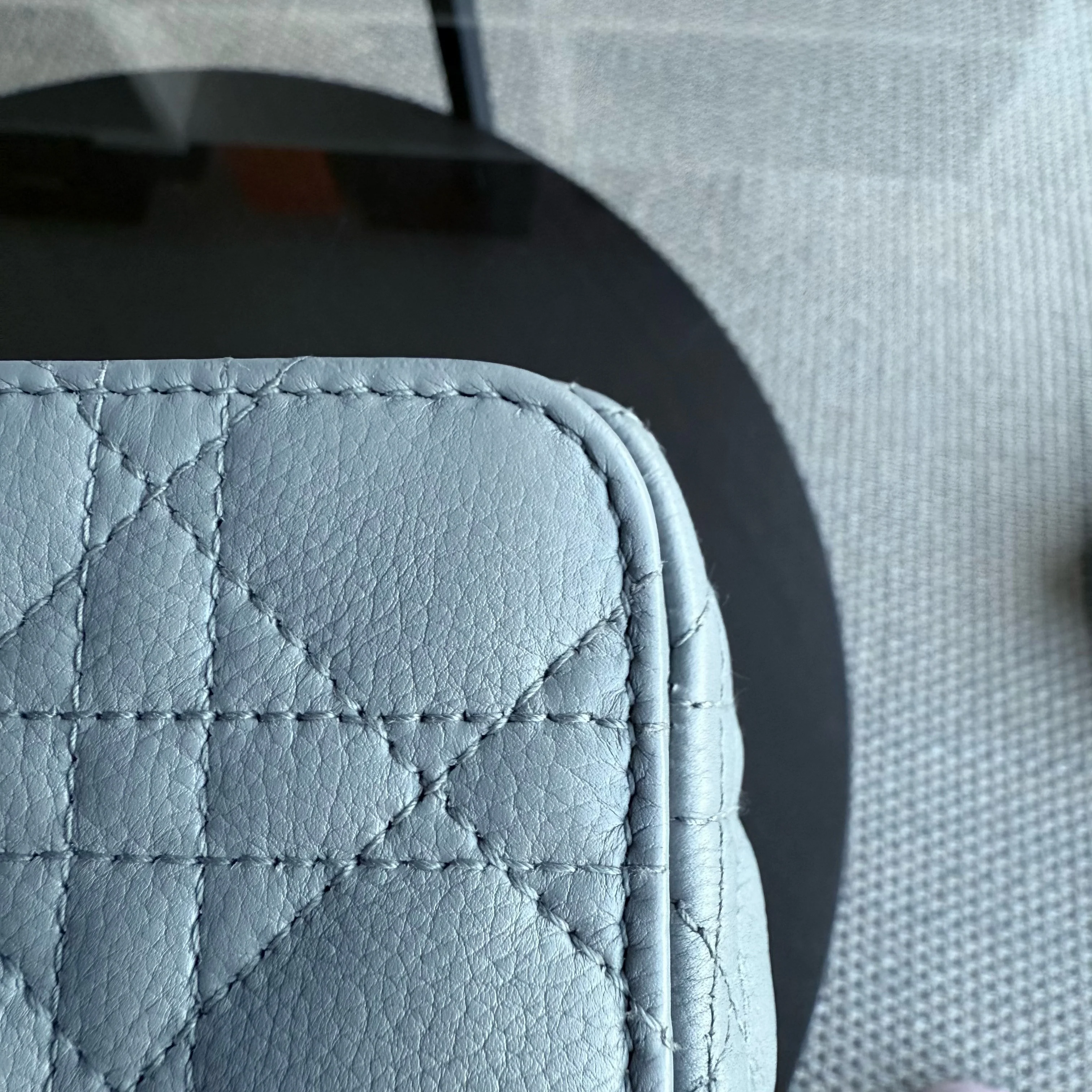 Dior Caro Small - Cannage Grained Calfskin Gray Grey Gold Hardware