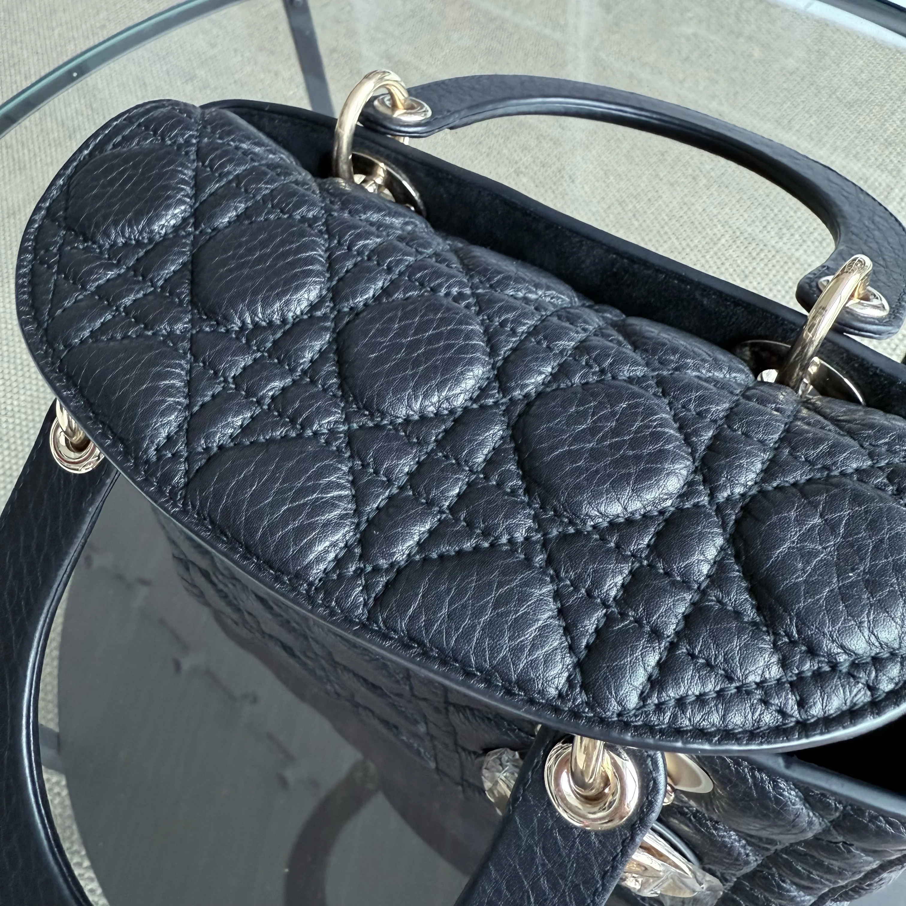 Dior Lady Medium Flap - Cannage Calfskin Black Gold Hardware