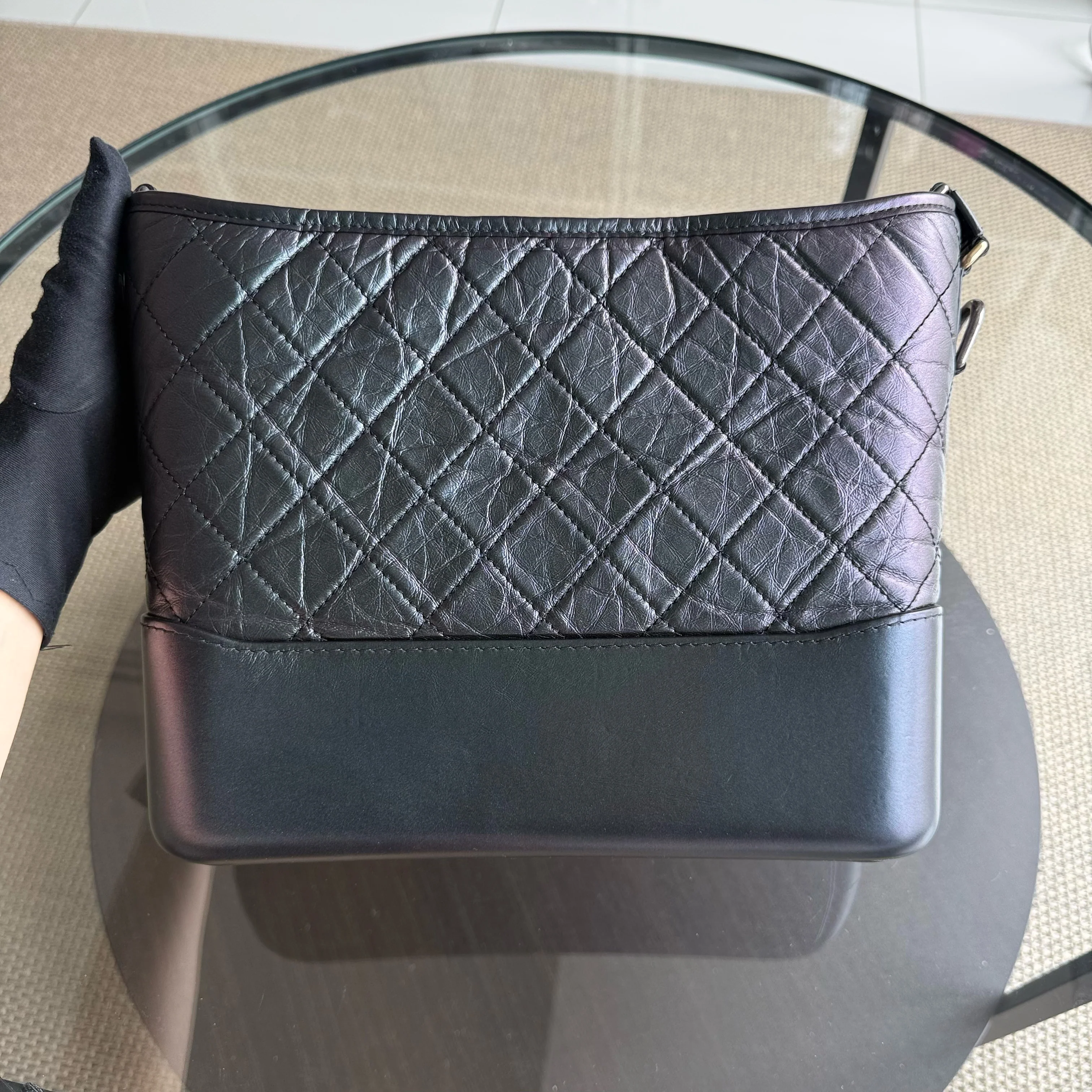 Chanel Gabrielle Medium - Aged Calfskin Dark Iridescent Two-tone Gold Hardware Series 27