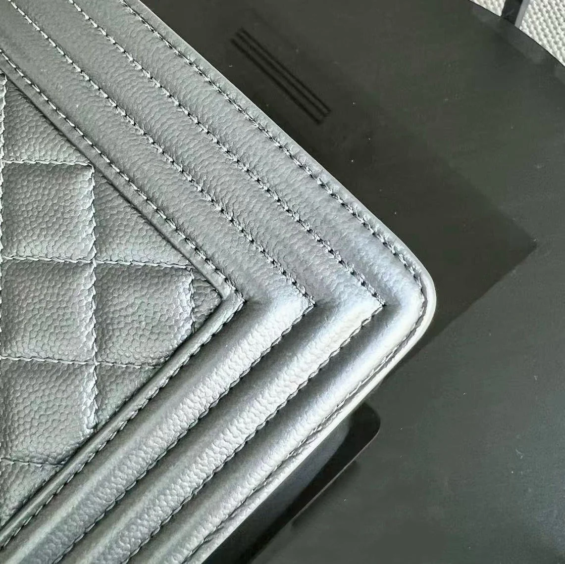 Chanel Boy Medium - Caviar 25CM Quilted Iridescent Silver Hardware Sereis 24