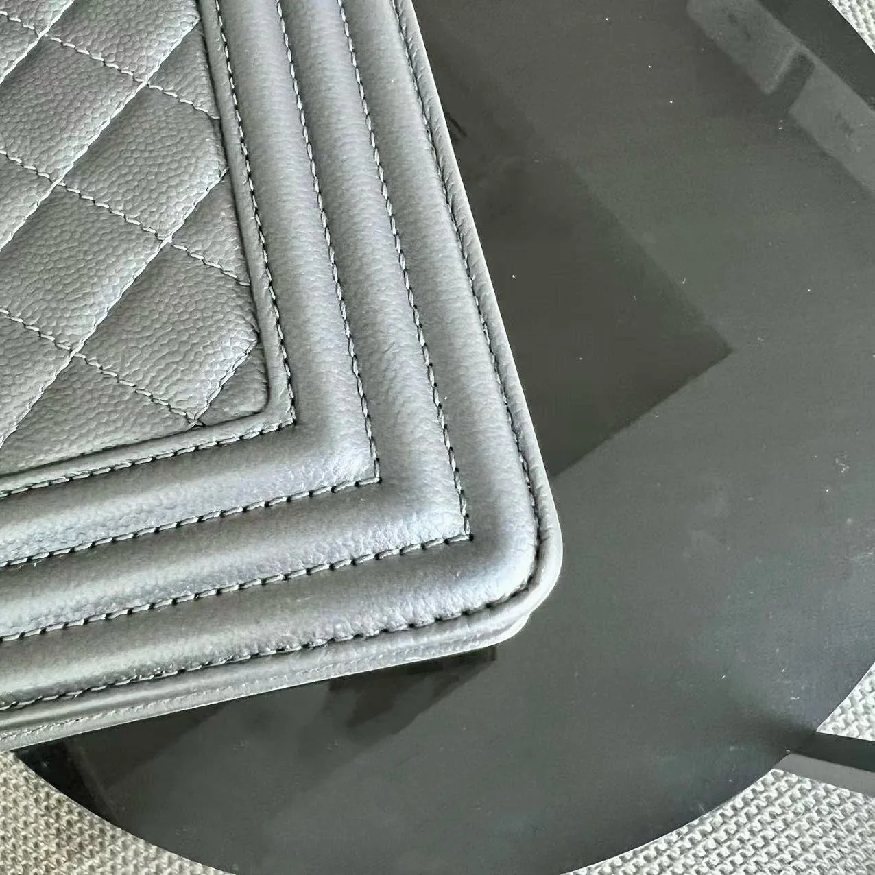 Chanel Boy Medium - Caviar 25CM Quilted Iridescent Silver Hardware Sereis 24