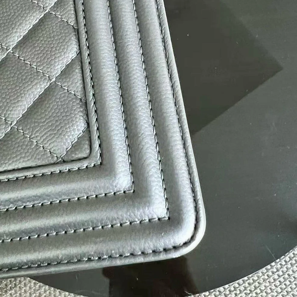 Chanel Boy Medium - Caviar 25CM Quilted Iridescent Silver Hardware Sereis 24