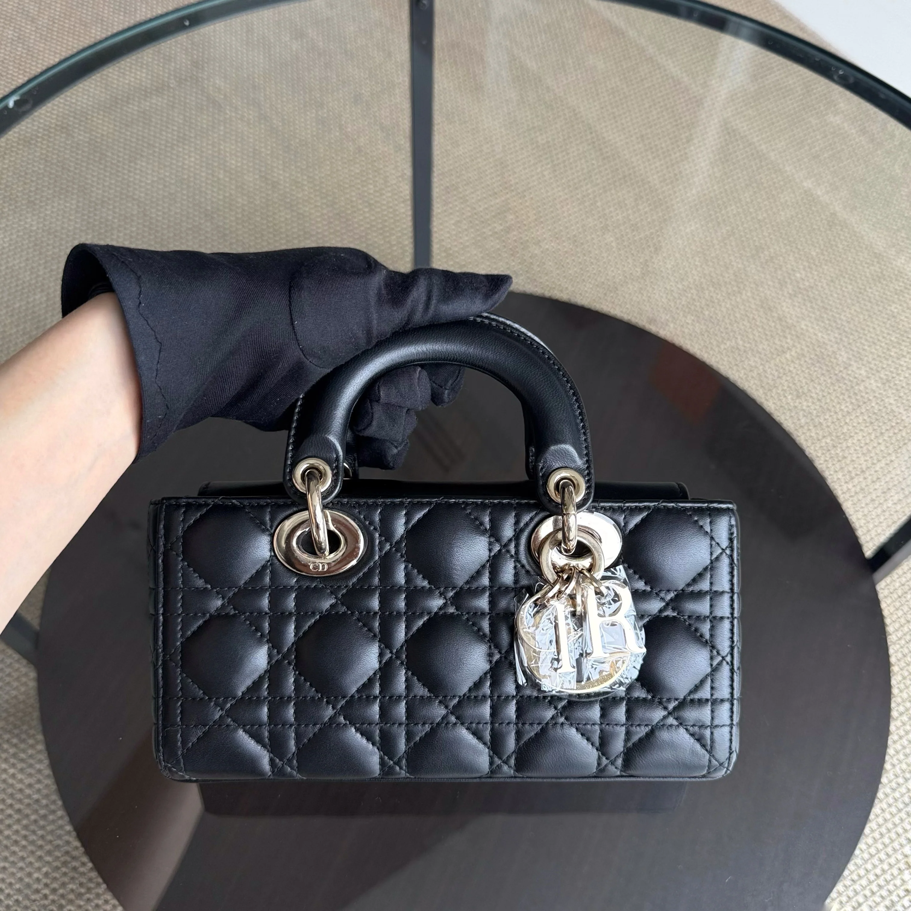 Dior Lady D-Joy Small - Cannage Lambskin Black Gold Hardware Single Strap