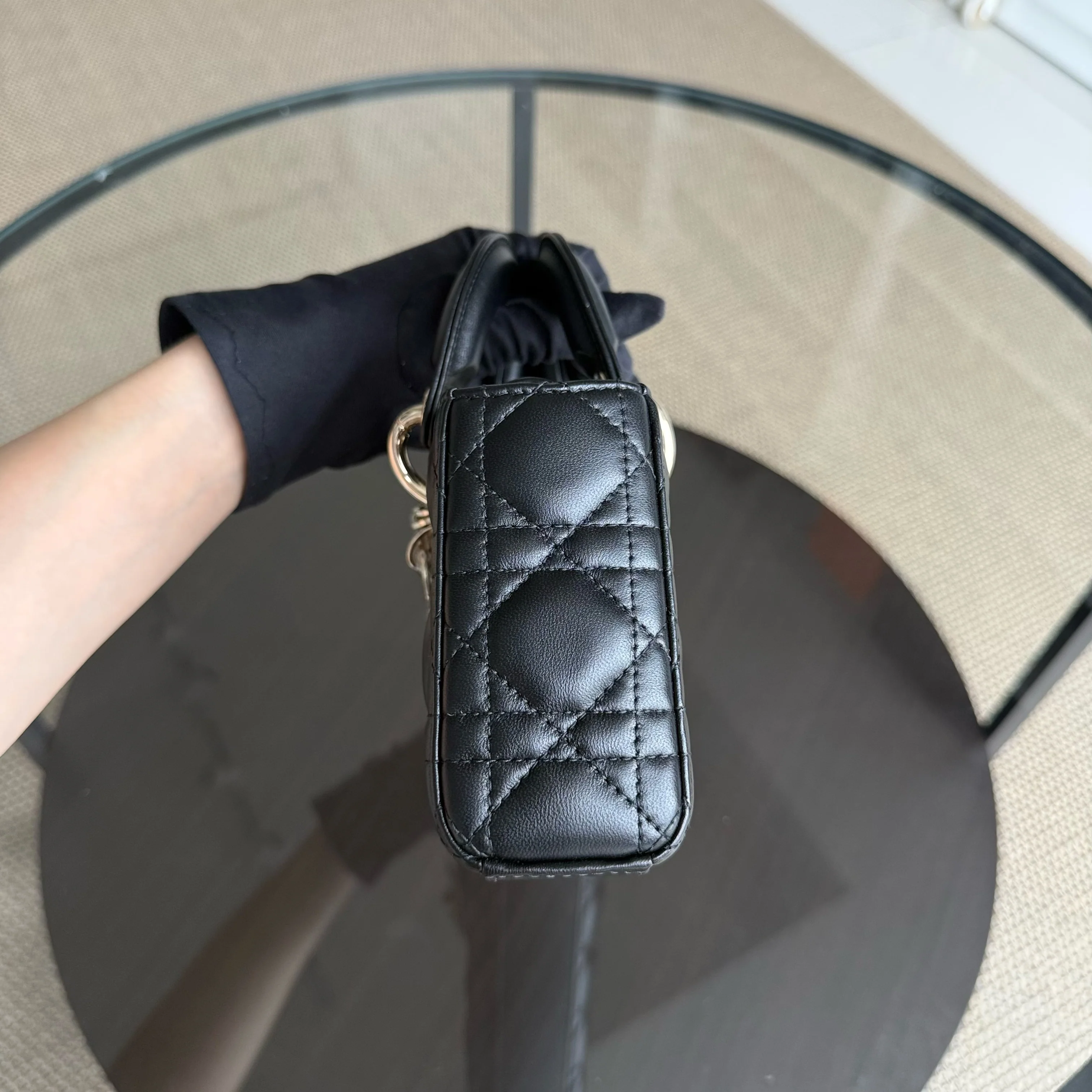 Dior Lady D-Joy Small - Cannage Lambskin Black Gold Hardware Single Strap