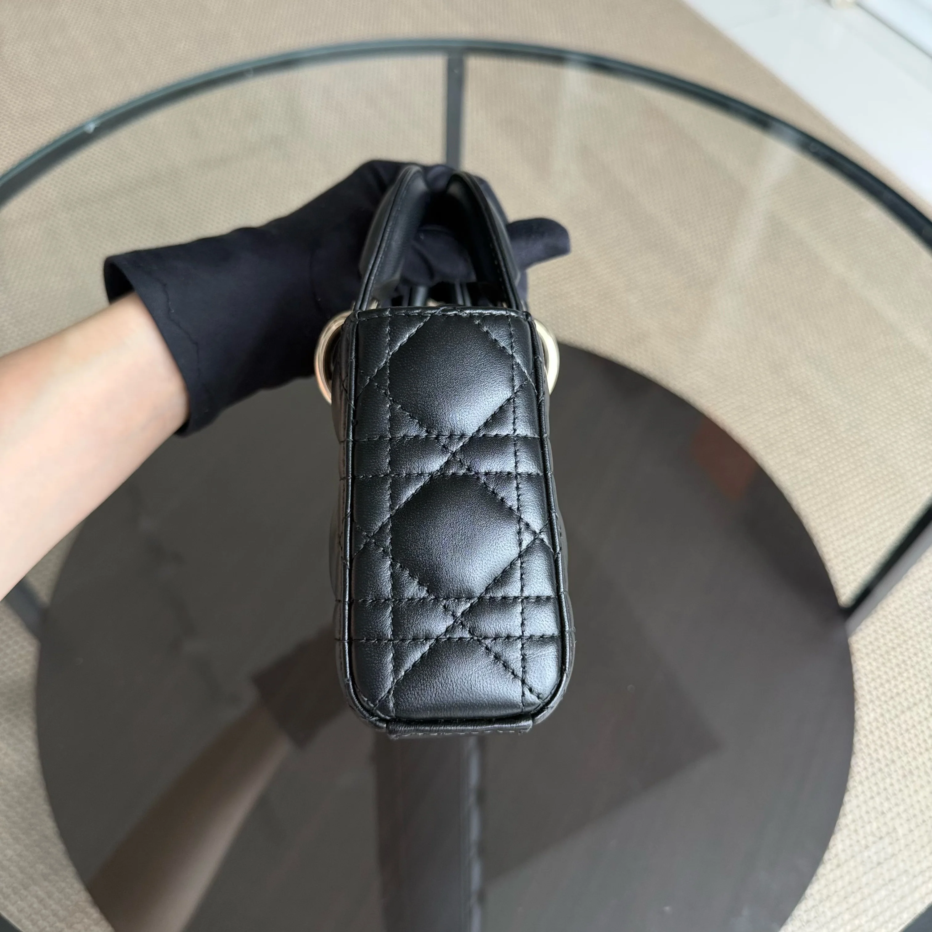 Dior Lady D-Joy Small - Cannage Lambskin Black Gold Hardware Single Strap