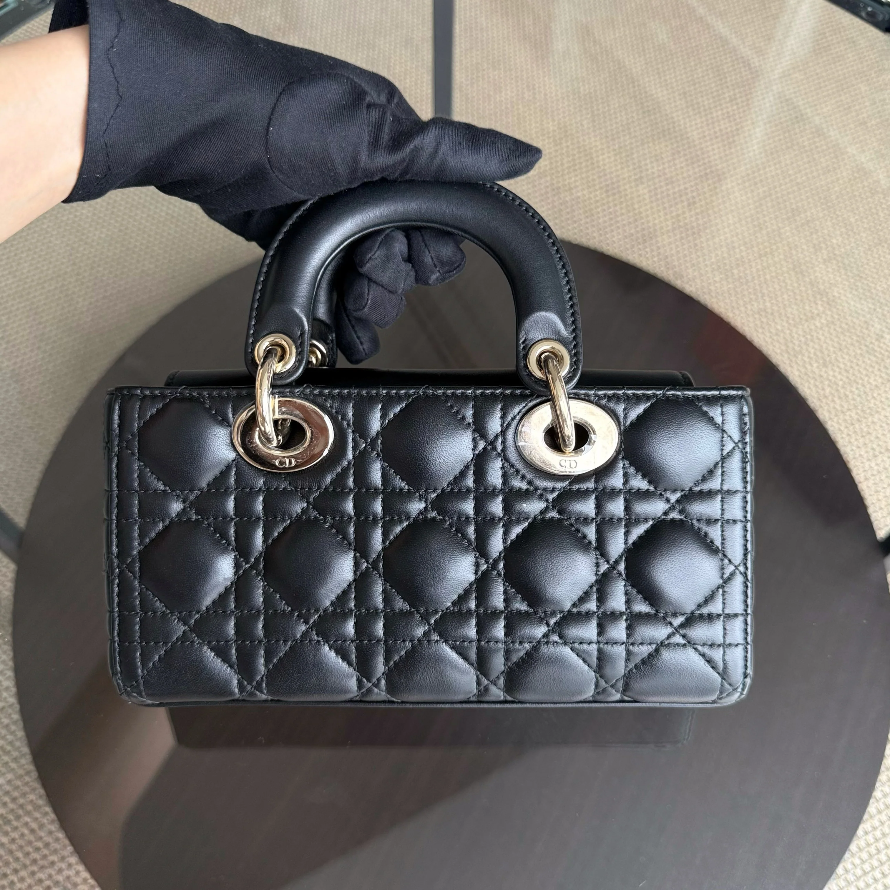 Dior Lady D-Joy Small - Cannage Lambskin Black Gold Hardware Single Strap