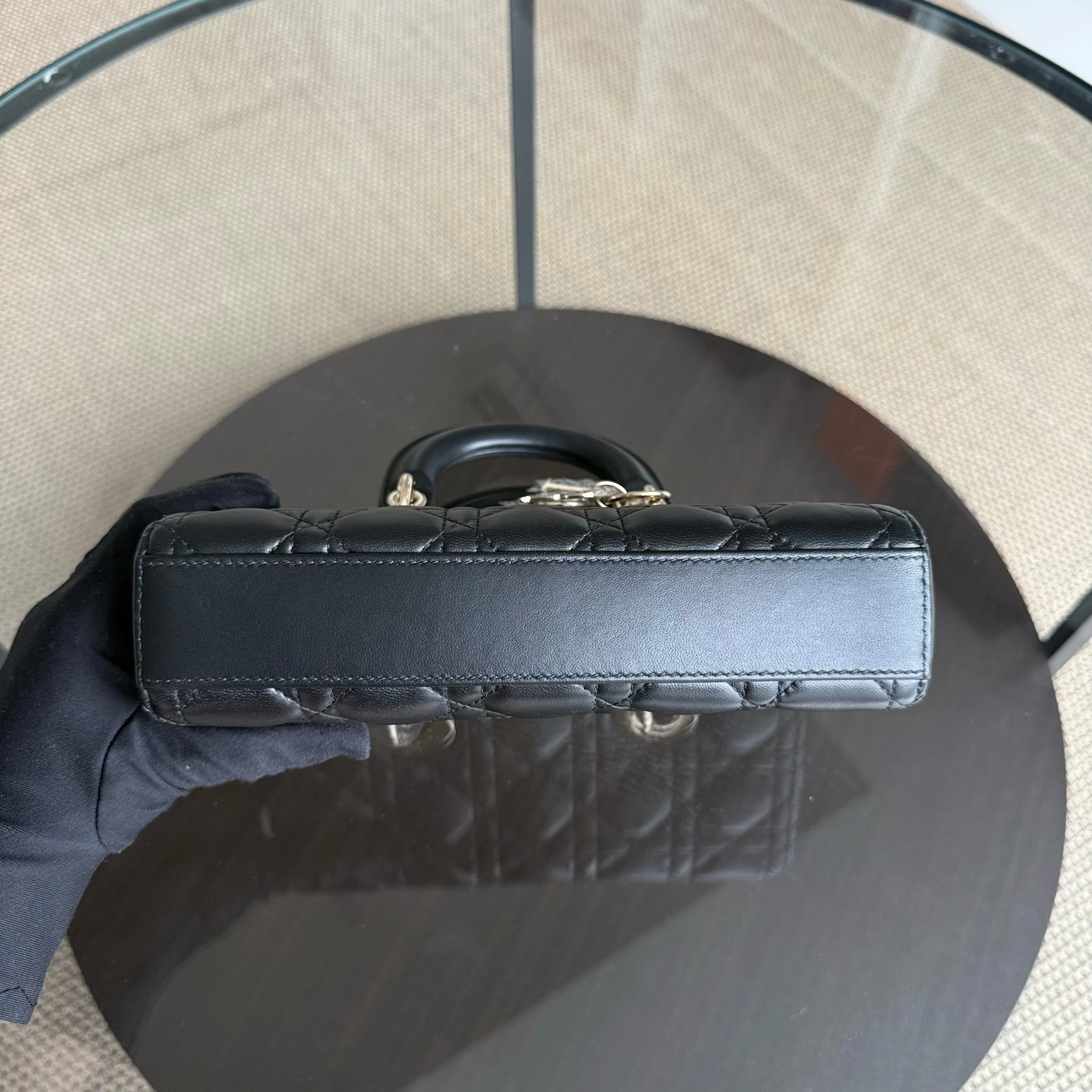 Dior Lady D-Joy Small - Cannage Lambskin Black Gold Hardware Single Strap