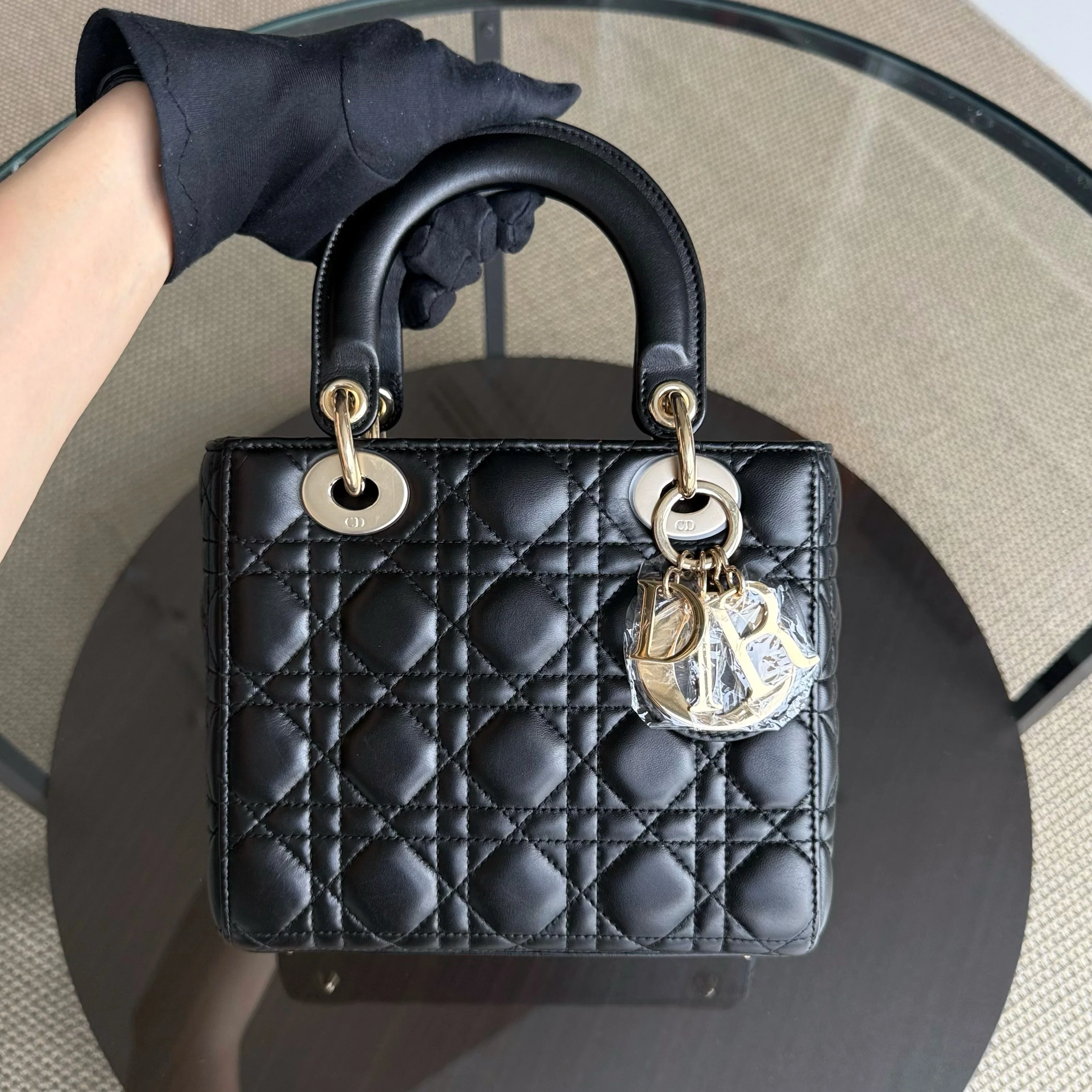 Dior Lady Small Flap MyABC - Cannage Lambskin Black Gold Hardware ABC Charm