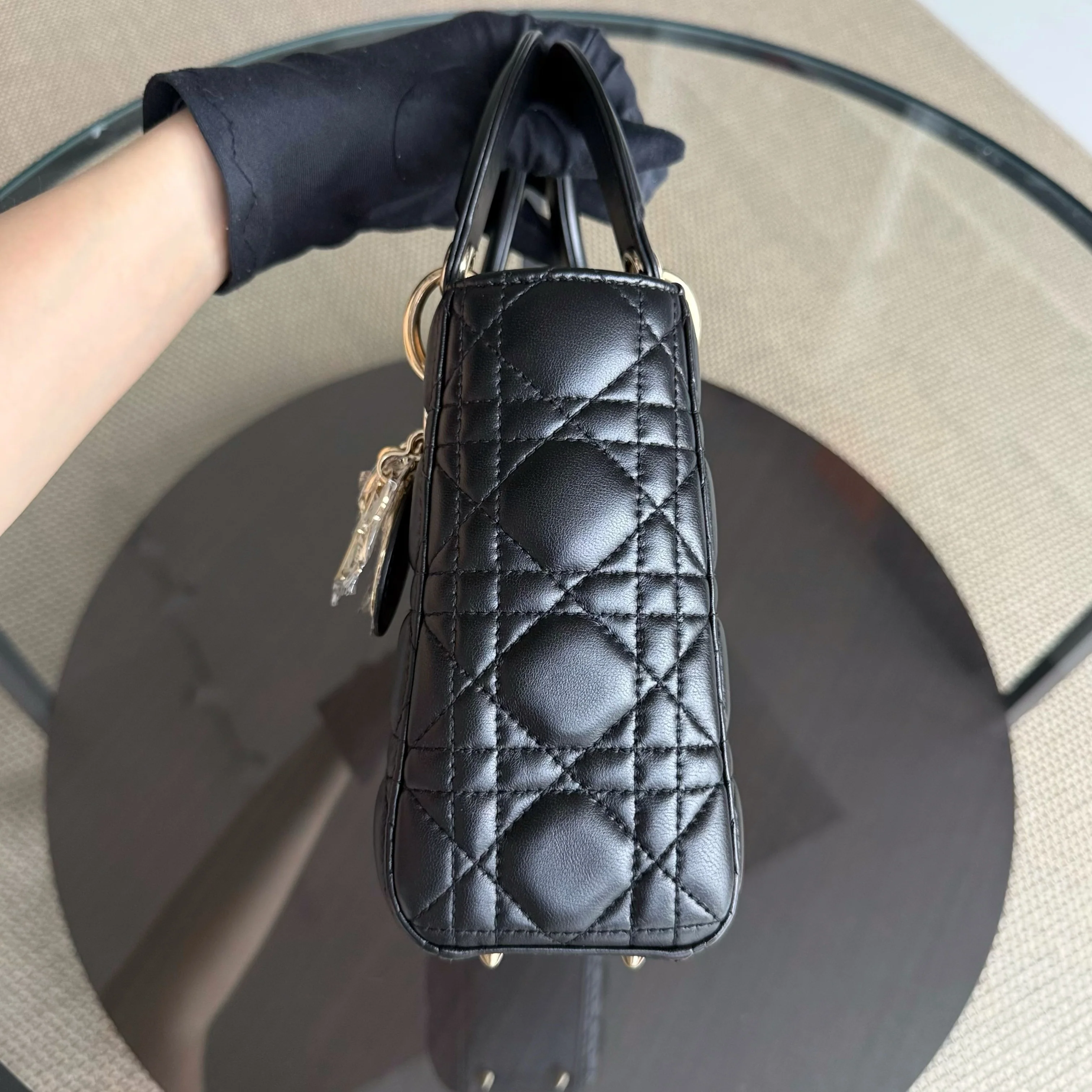 Dior Lady Small Flap MyABC - Cannage Lambskin Black Gold Hardware ABC Charm