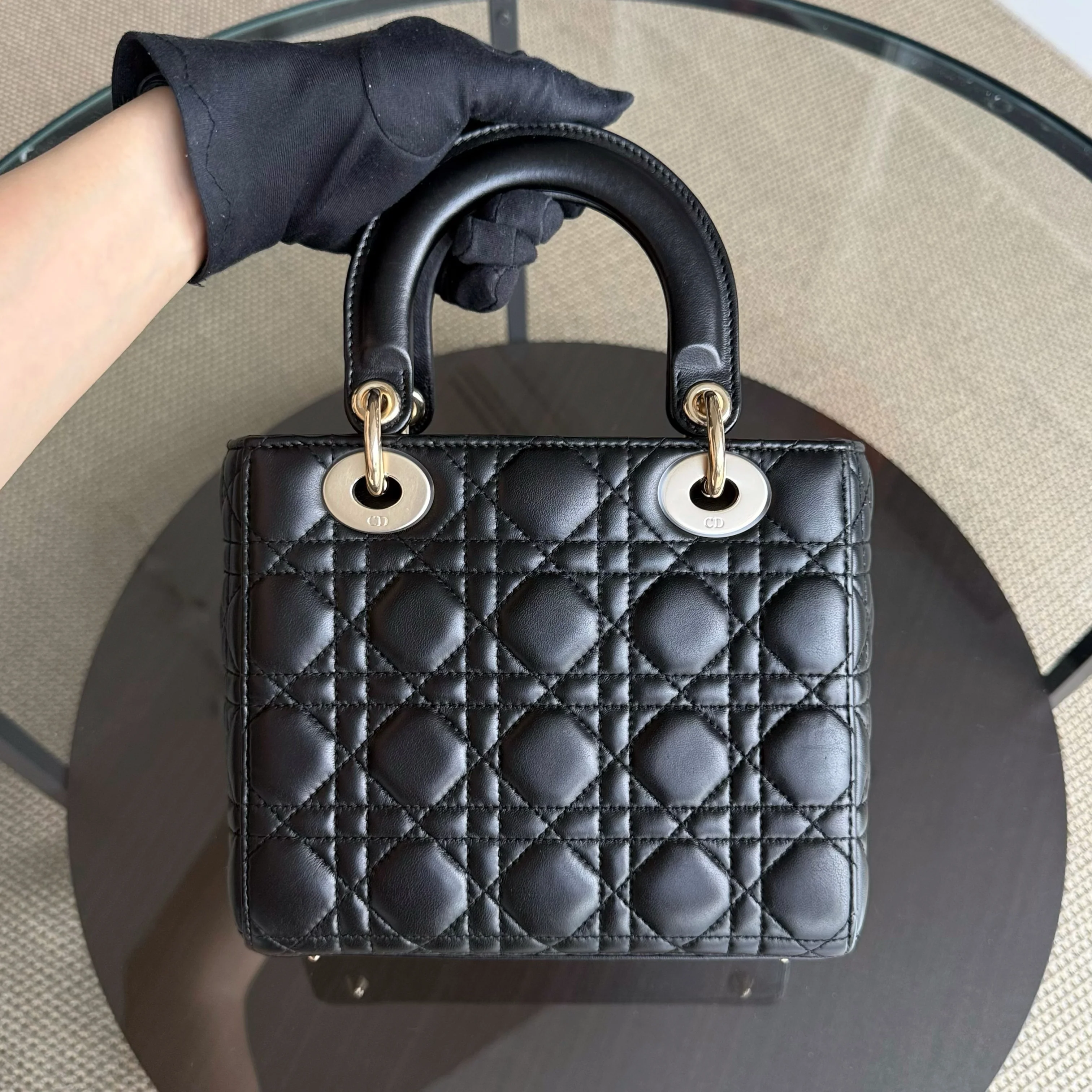 Dior Lady Small Flap MyABC - Cannage Lambskin Black Gold Hardware ABC Charm