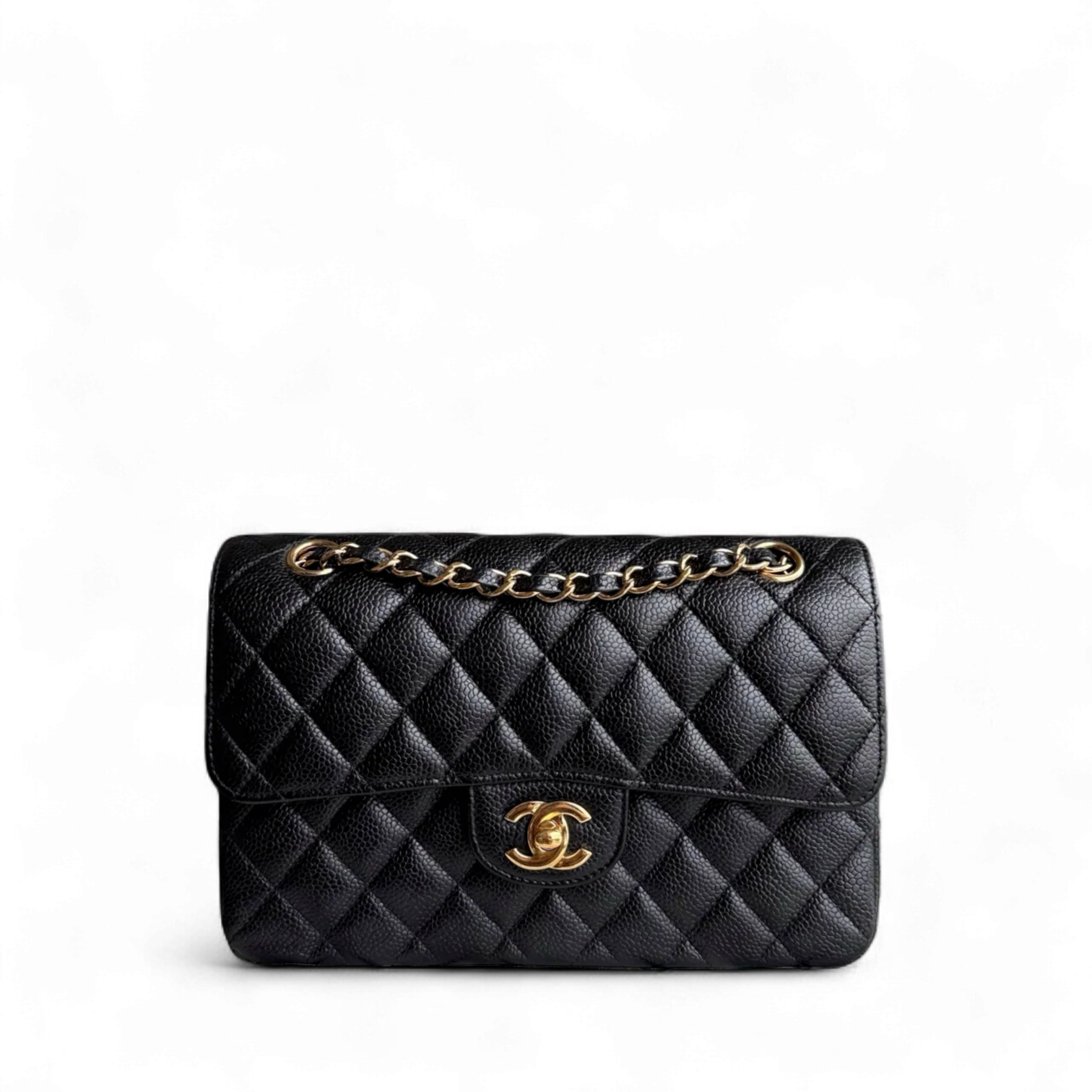 Chanel Classic Flap Small - Caviar 23CM Quilted Grained Calfskin Black Gold Hardware Series 24