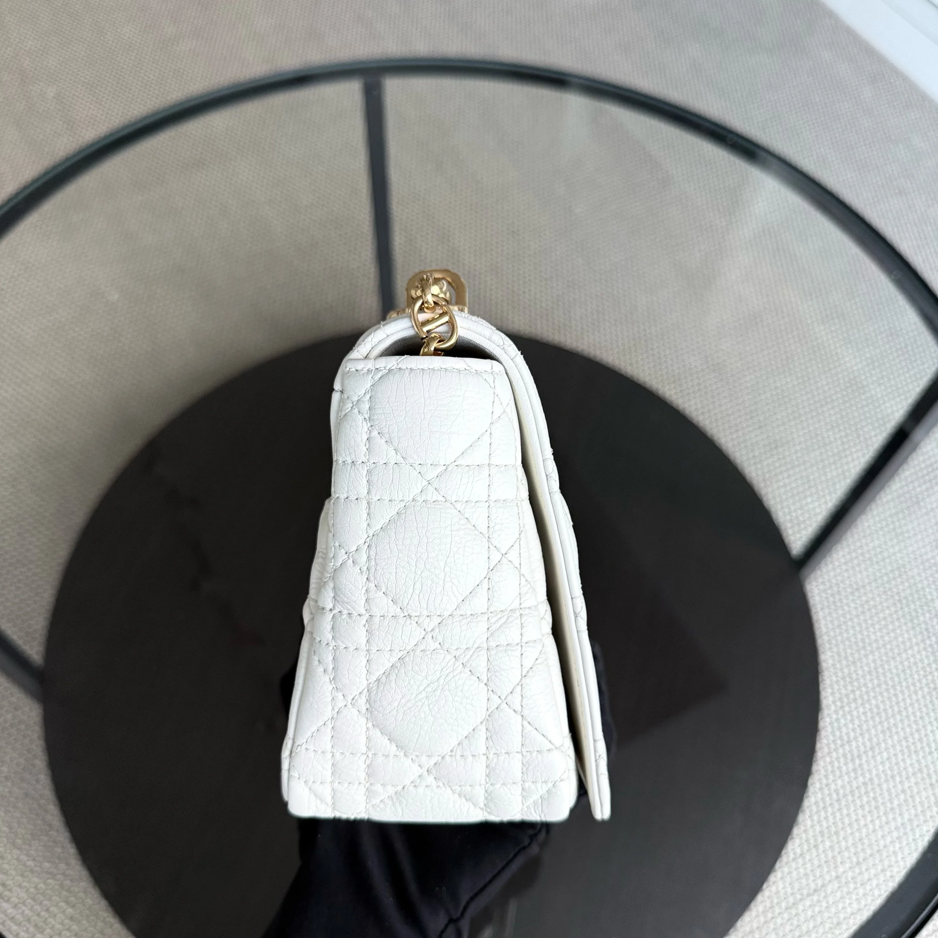 Dior Caro Medium - Cannage Grained Calfskin White Gold Hardware