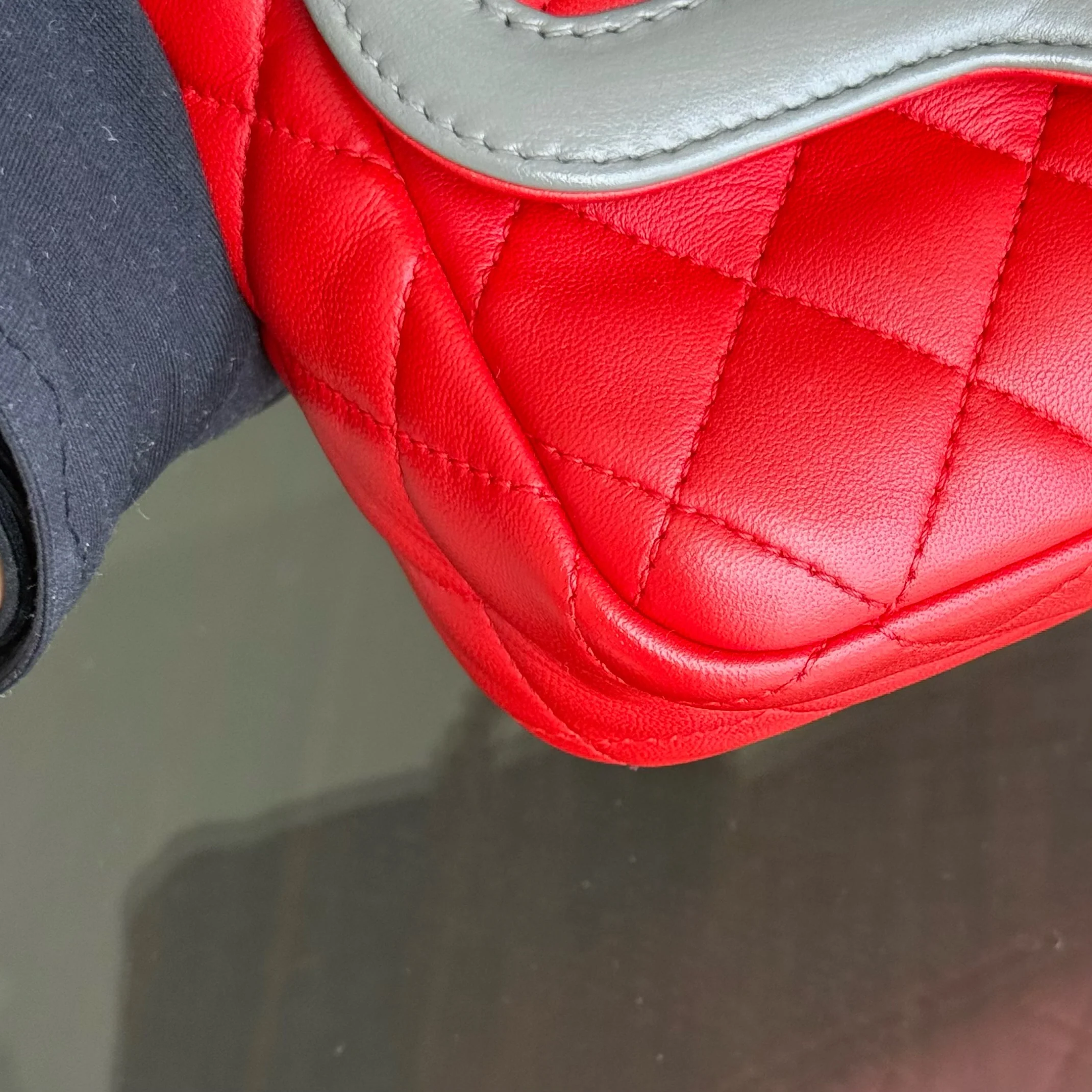 Chanel Seasonal Flap Two-Tone Quilted Lambskin Red Grey GHW No 23