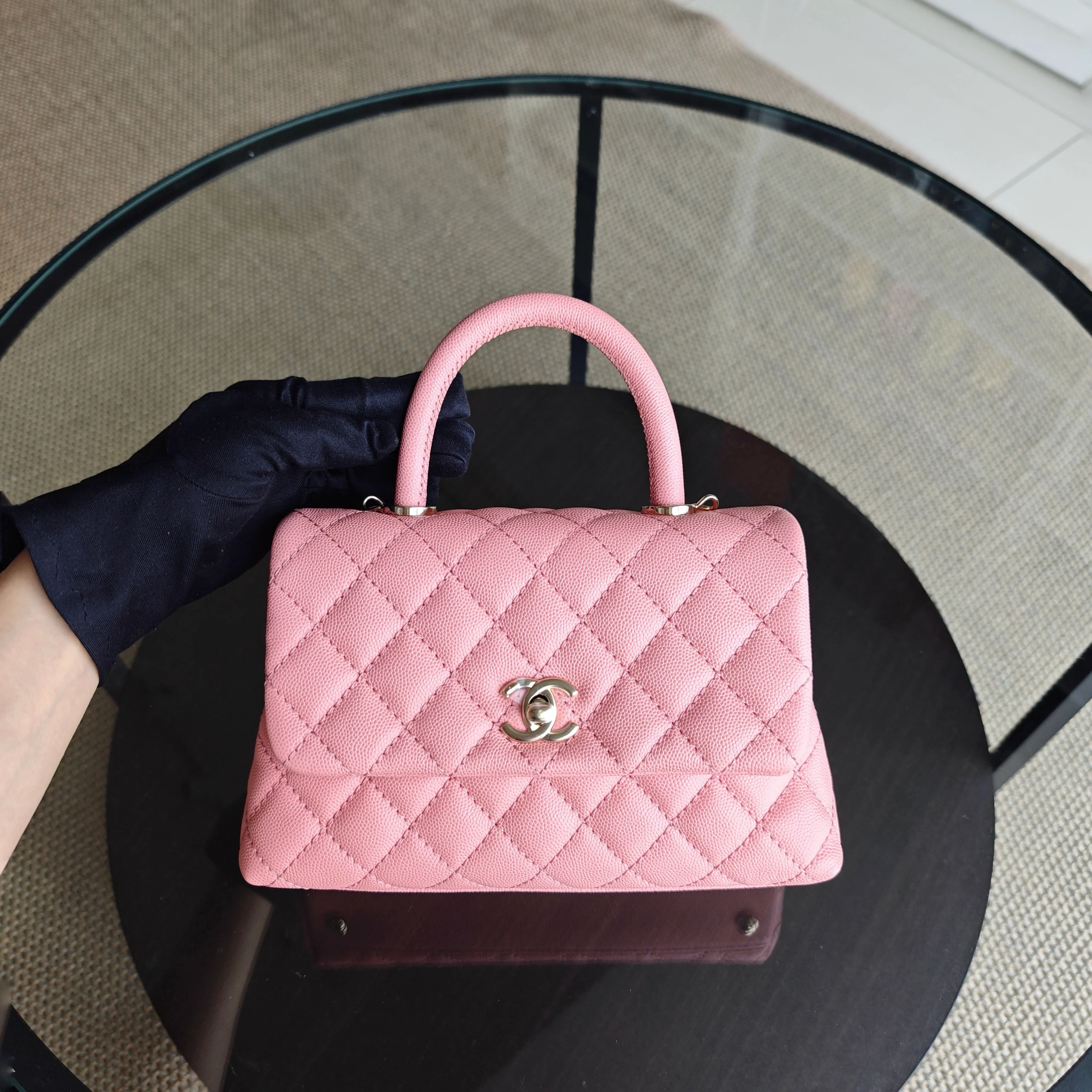 Chanel Coco Handle Small - Caviar Quilted Pink Gold Hardware Series 27