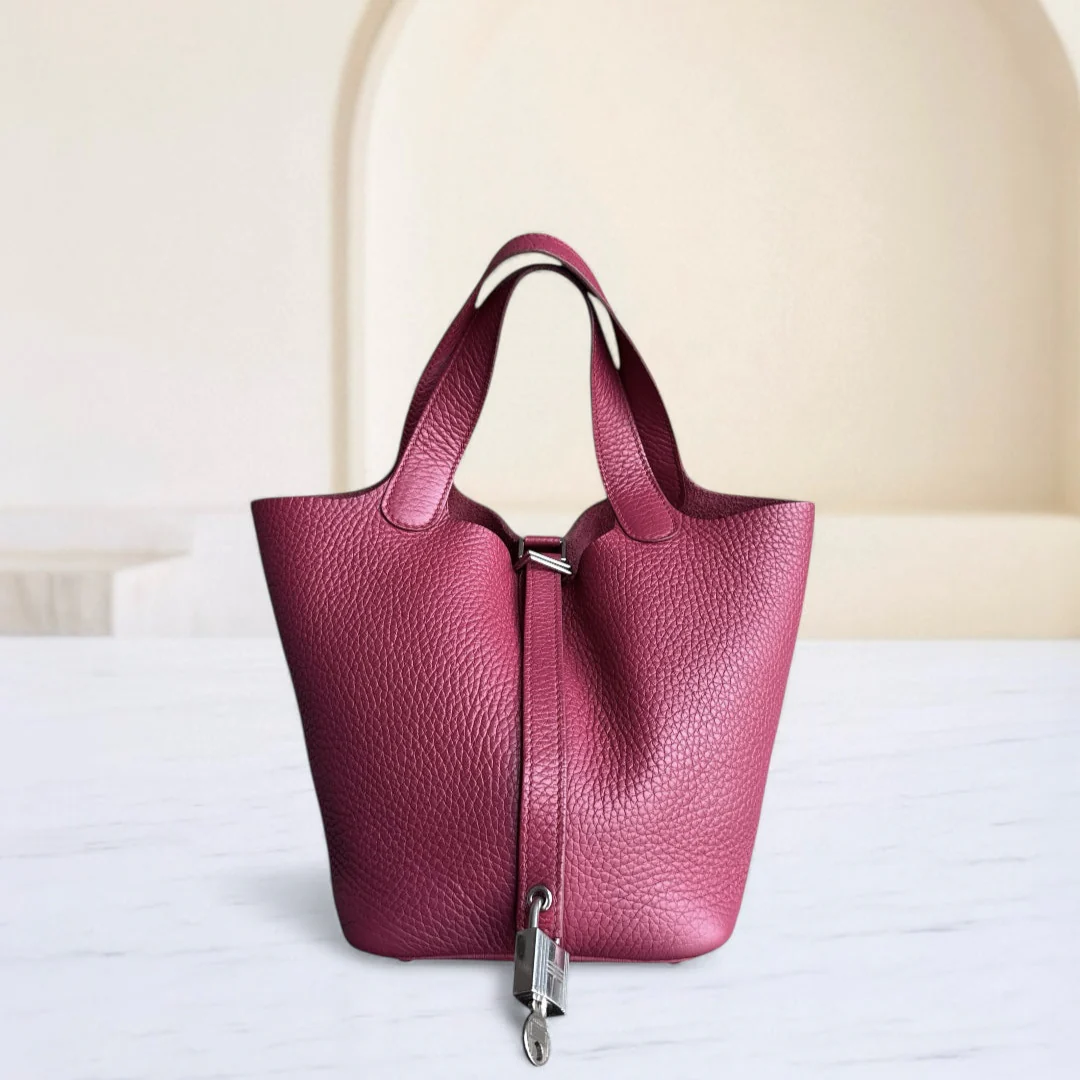 Hermes Picotin 18 - TC Clemence Leather Burgundy Silver Hardware