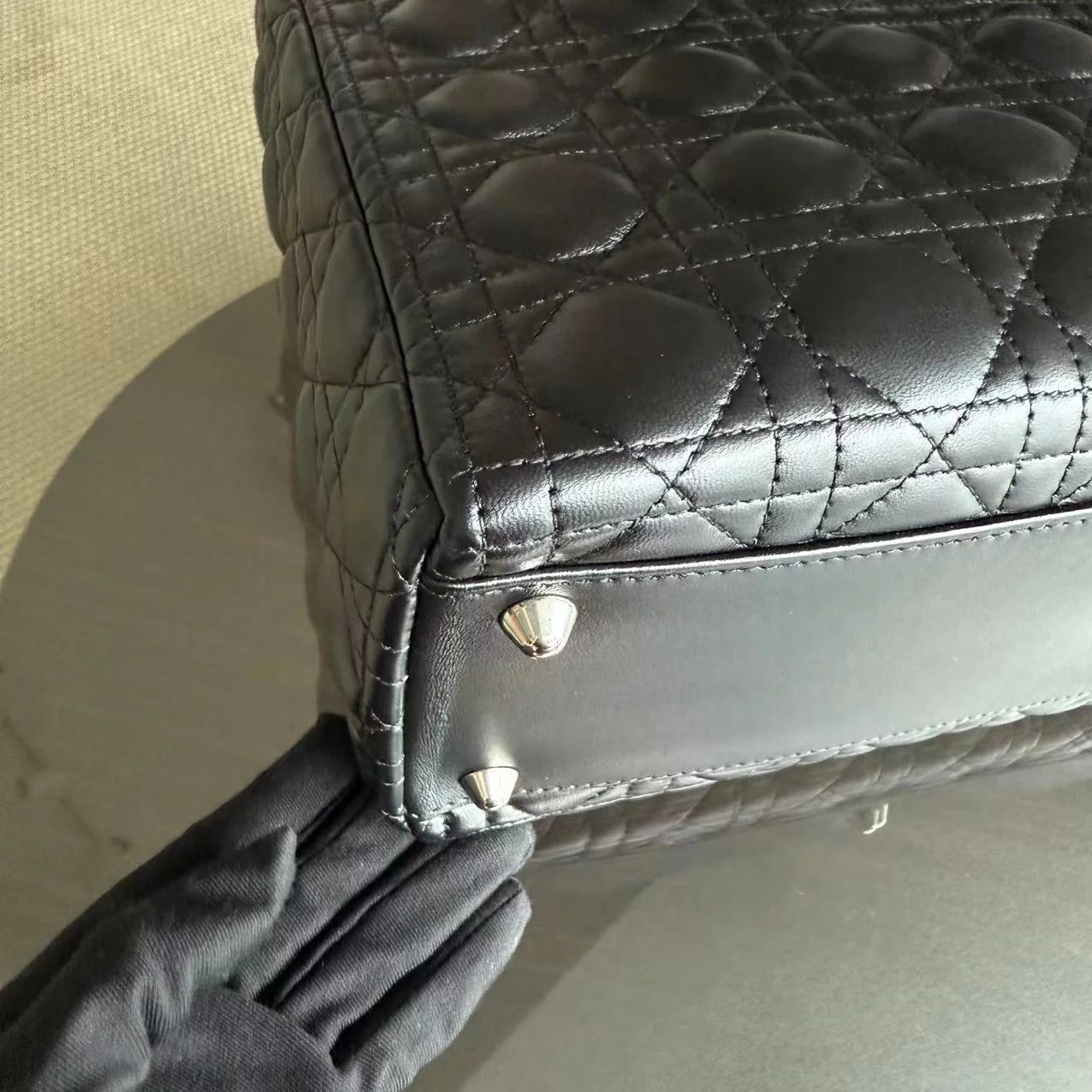 *Recolored* Dior Lady Large - Cannage Lambskin Black Silver Hardware