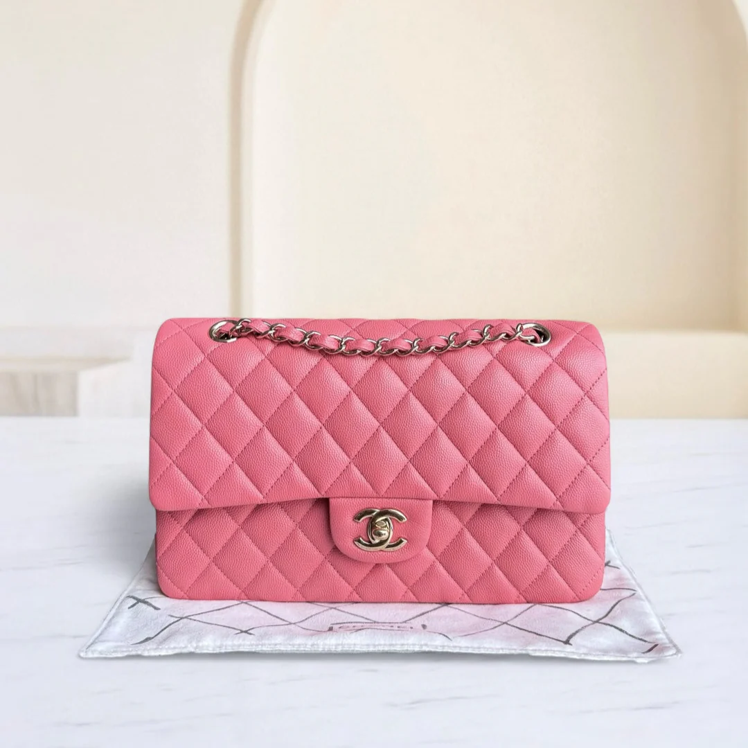 Chanel Classic Flap Medium - Caviar 25CM Quilted Grained Calfskin Pink Gold Hardware Series 28