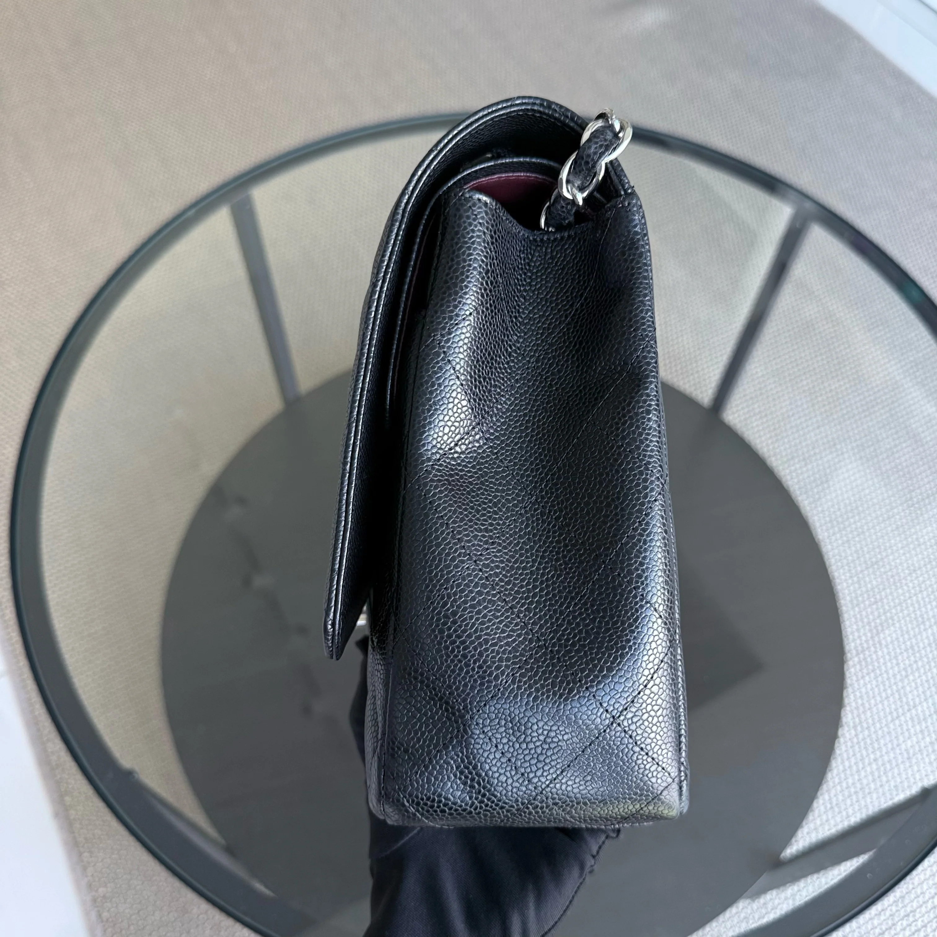 Chanel Classic Flap Maxi - Caviar Double Flap 33CM Quilted Black Silver Hardware Series 15