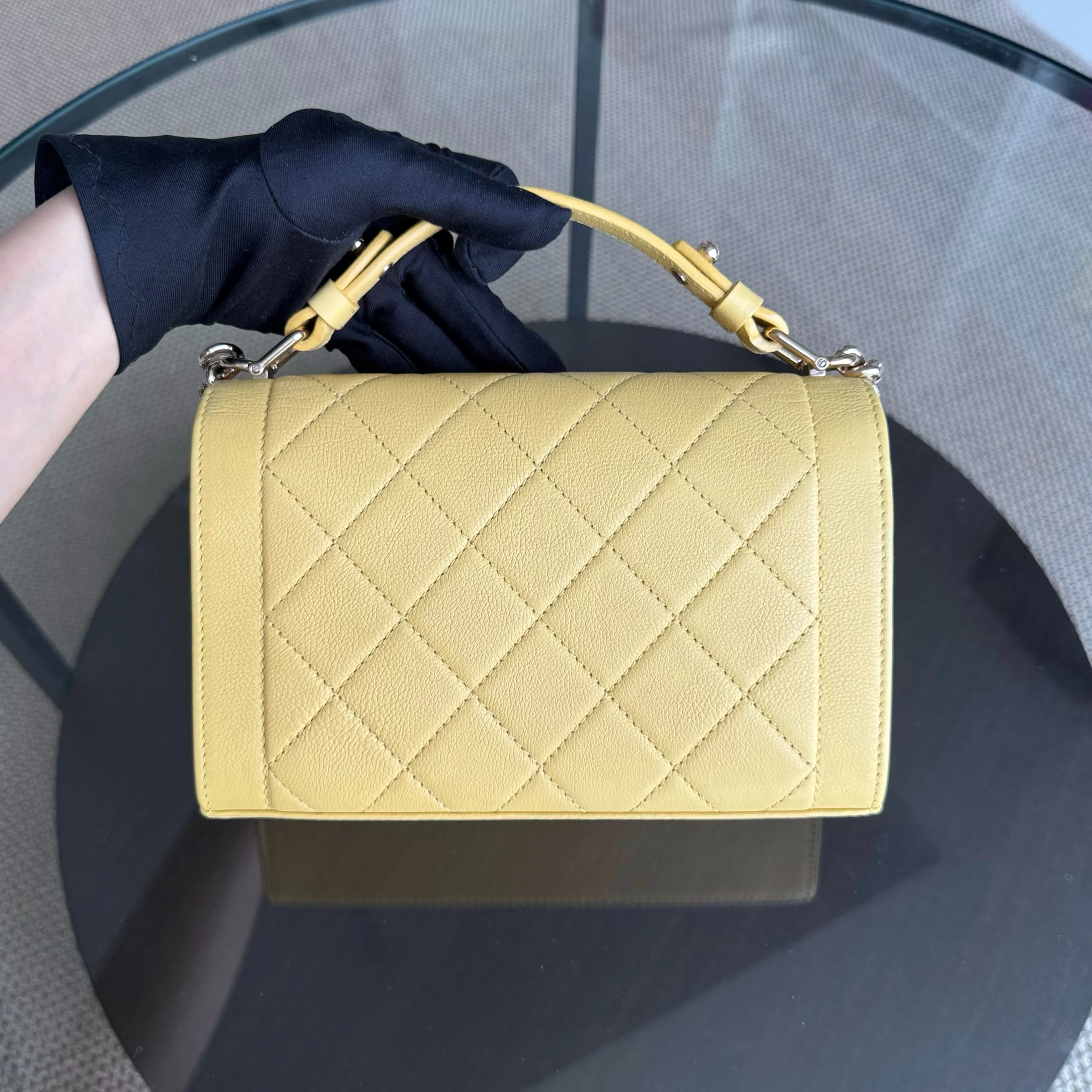 Chanel Label Click Small - Quilted Grained Calfskin Yellow Gold Hardware Series 23
