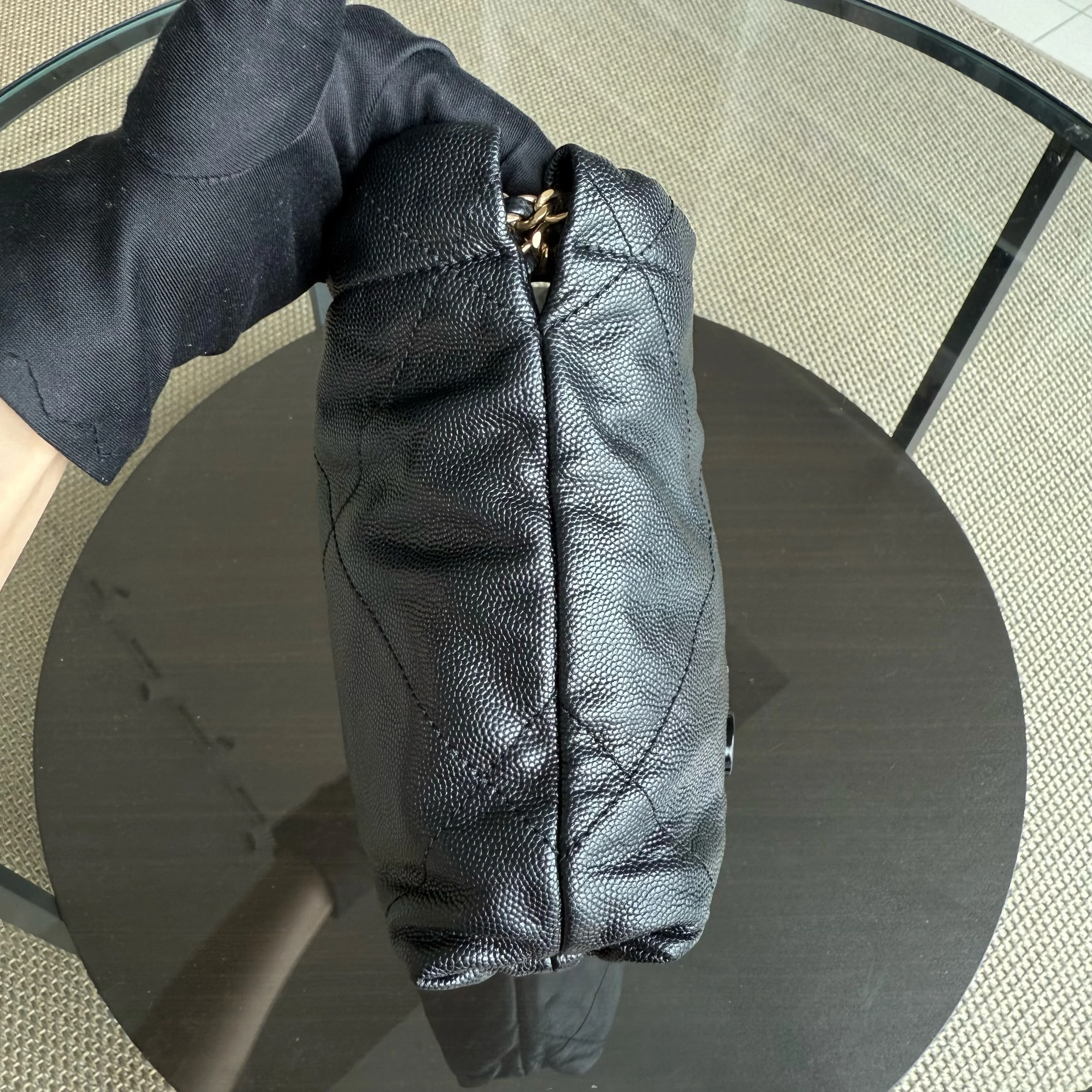 Chanel C22 Mini 22 Bag - Caviar Quilted Calfskin Crossbody Bag Gold Hardware Microchip