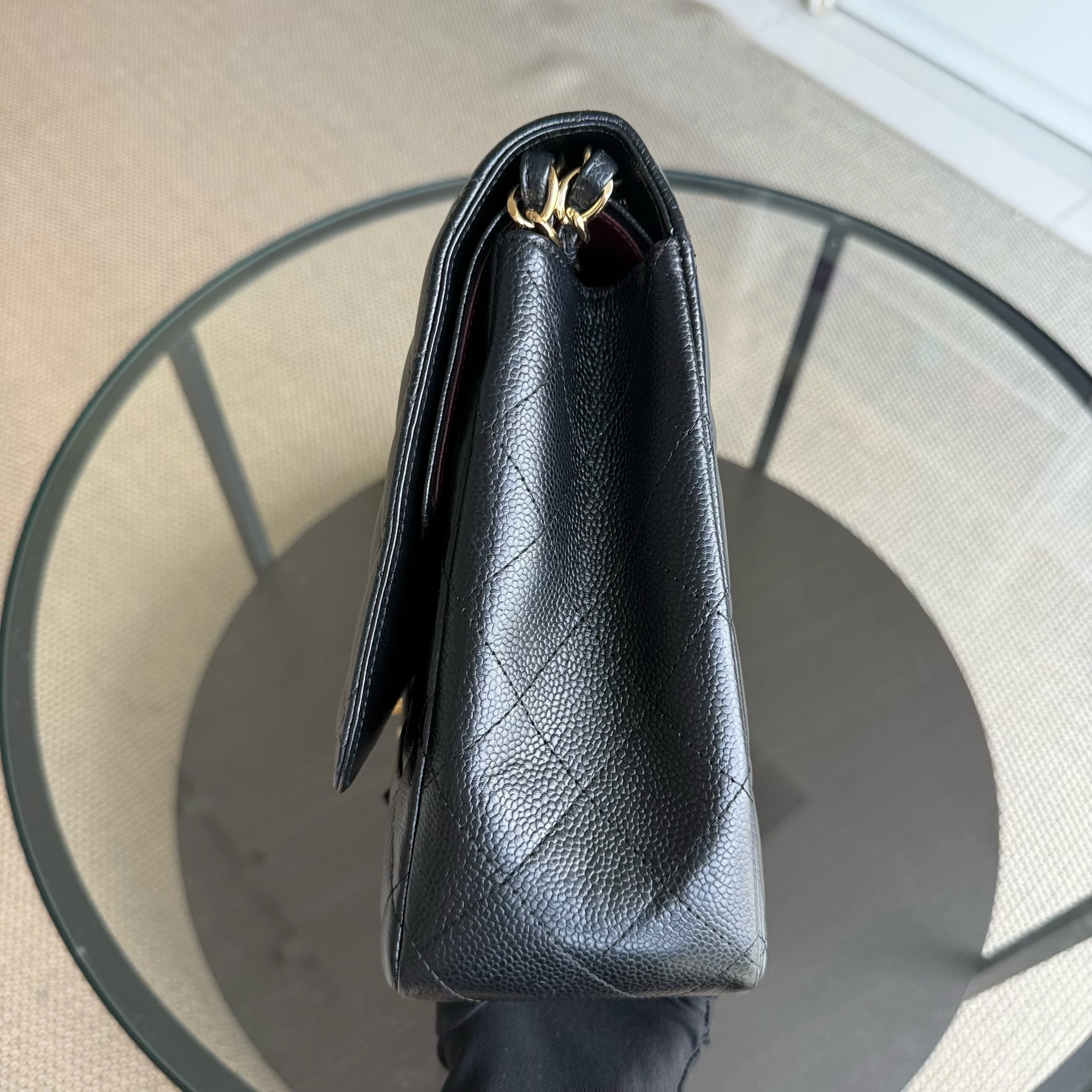 Chanel Classic Flap Maxi - Caviar Double Flap 33CM Quilted Black Gold Hardware Series 18