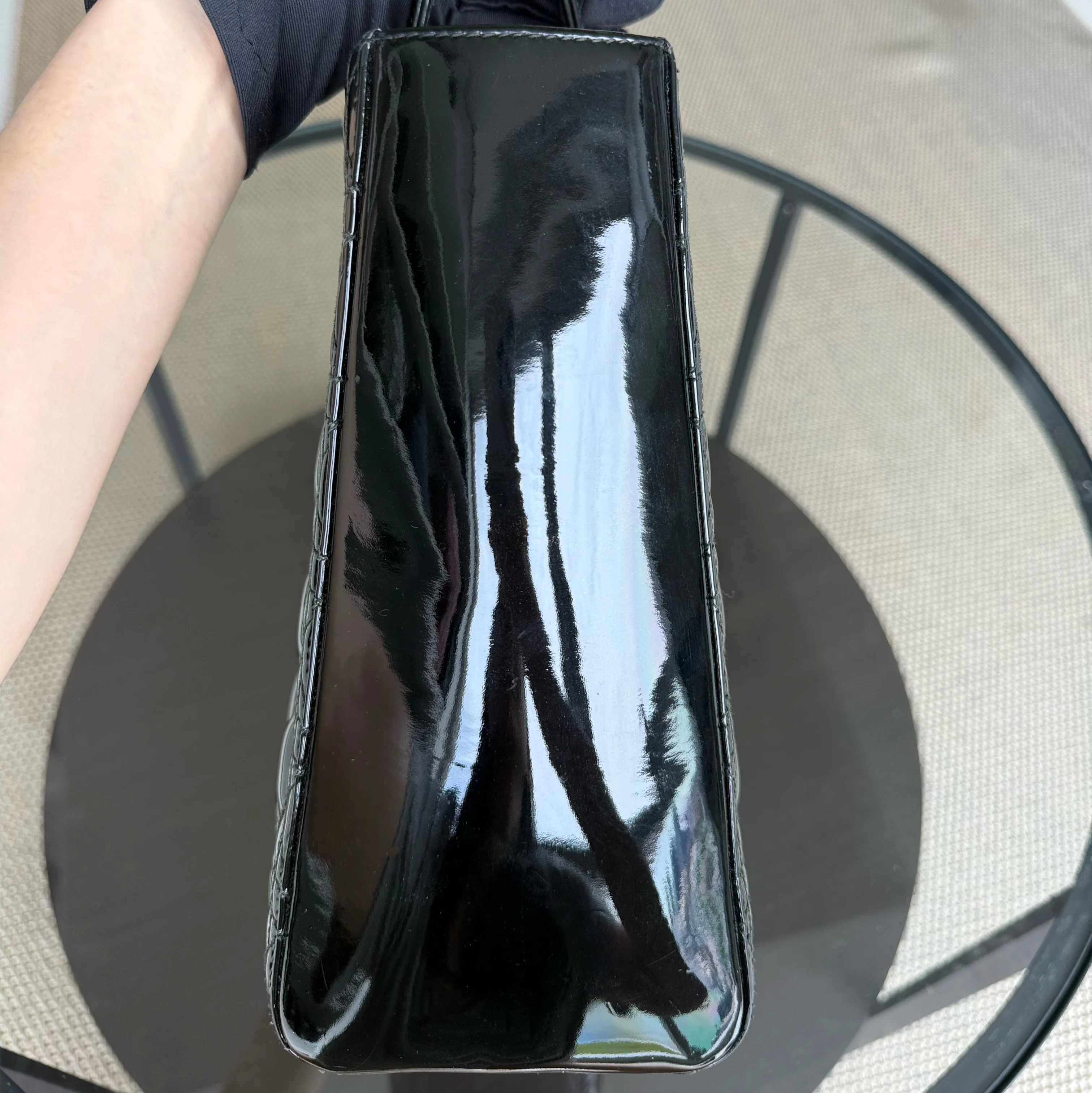 Dior Lady Large - Patent Calfskin Black Gold Hardware NO STRAP