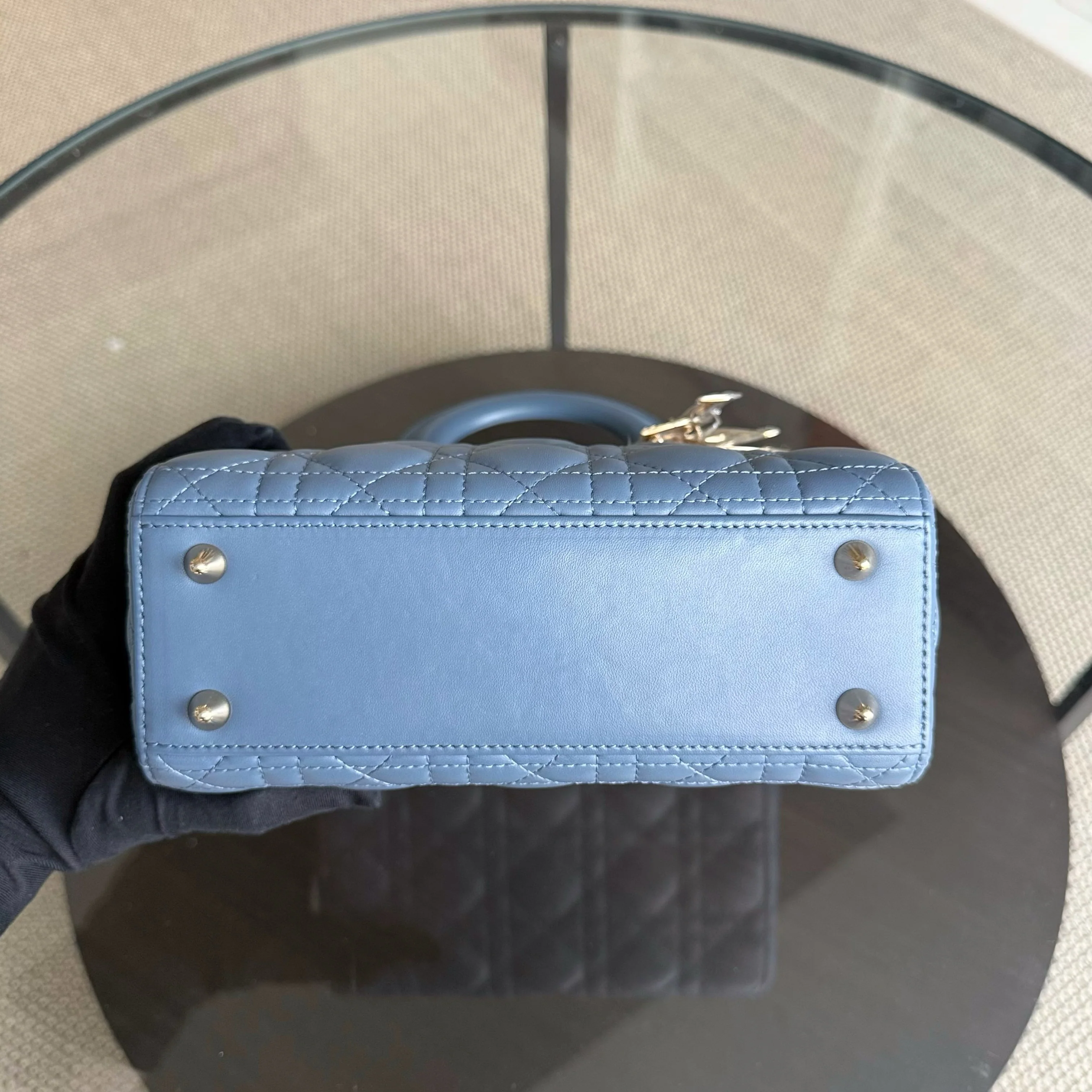 Dior Lady Small ABC Flap - Cannage Lambskin Blue Gold Hardware MyABC