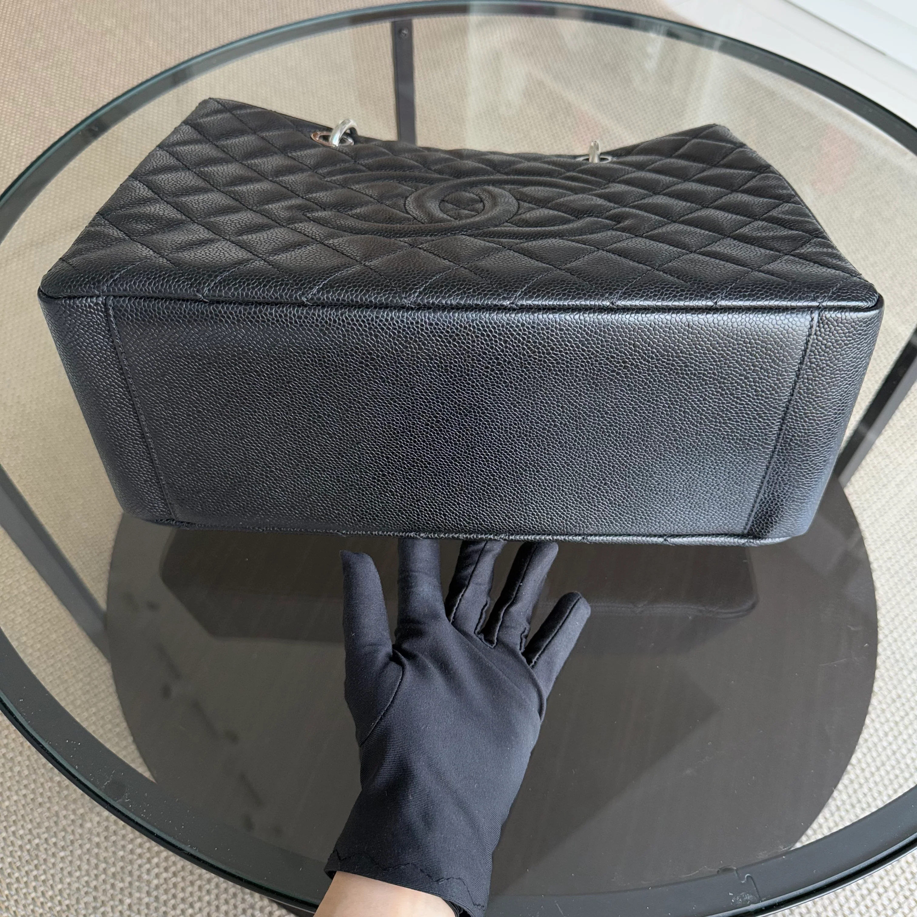 Chanel GST Grand Shopping Tote - Caviar Quilted Black Silver Hardware Series 18