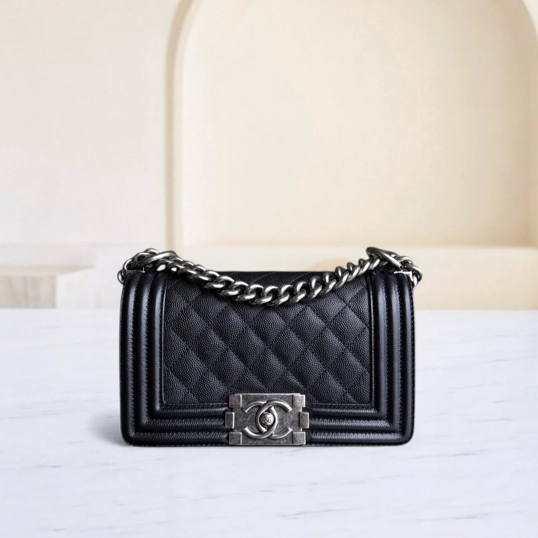 Chanel Boy Small - Caviar Quilted Grained Calfskin Black Ruthenium Silver Hardware