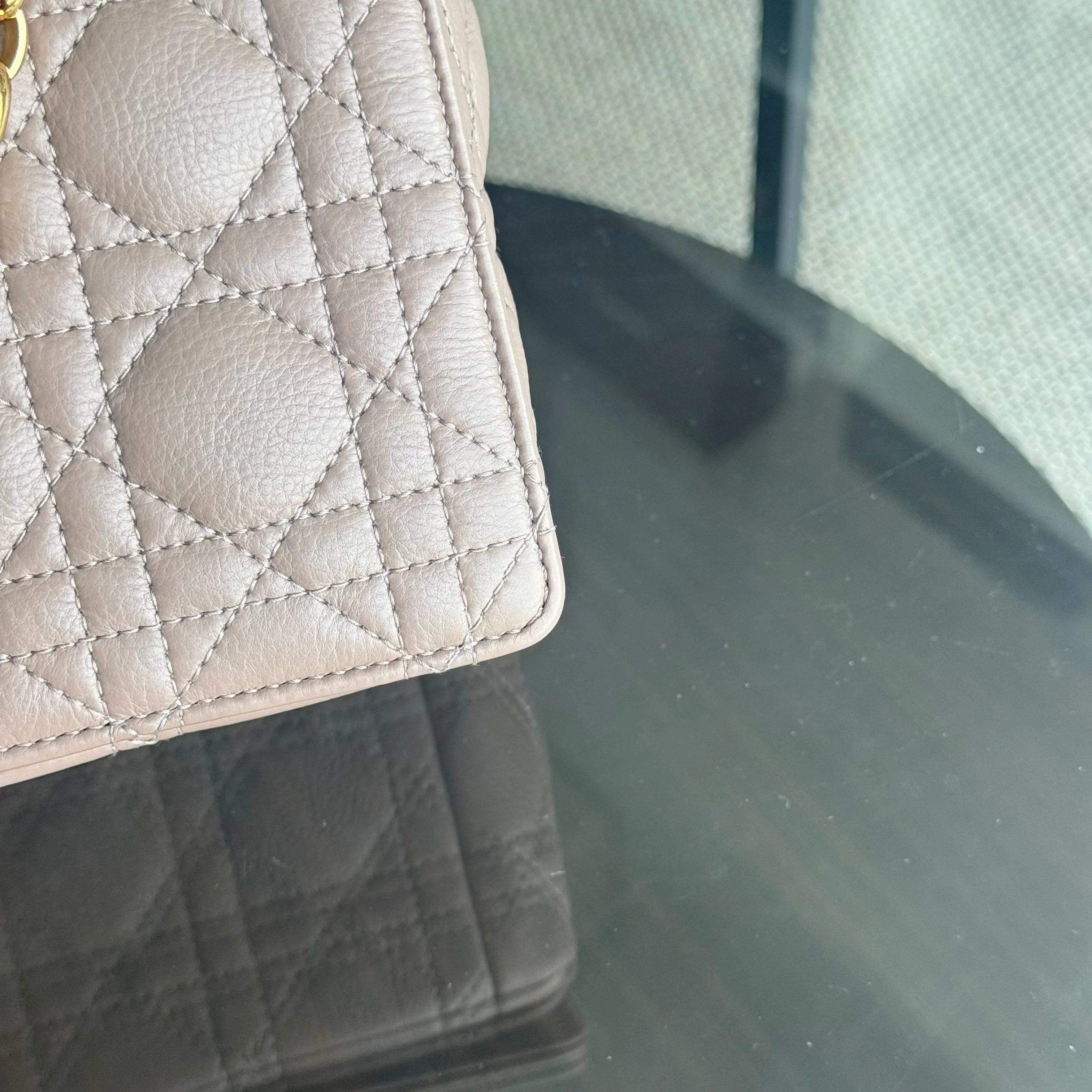 Dior Caro Medium - 25CM Cannage Calfskin Milktea Blush Gold Hardware