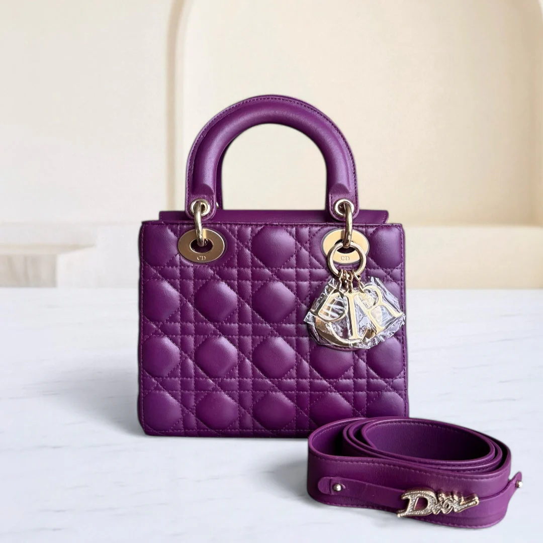 Dior Lady Small ABC - Cannage Lambskin Purple Gold Hardware MyABC