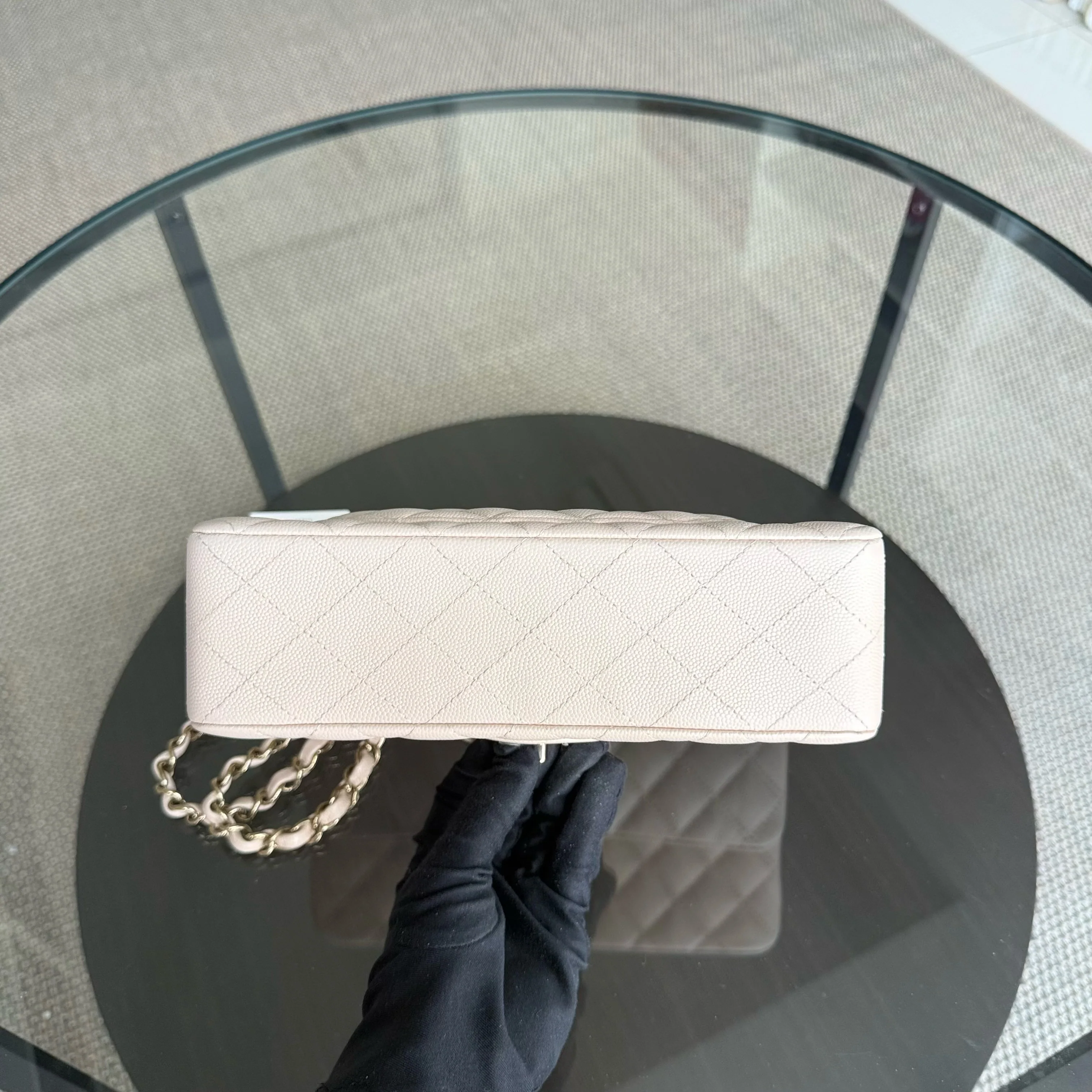 Chanel Classic Flap Small - Caviar 23CM Quilted Light Beige Gold Hardware Microchip