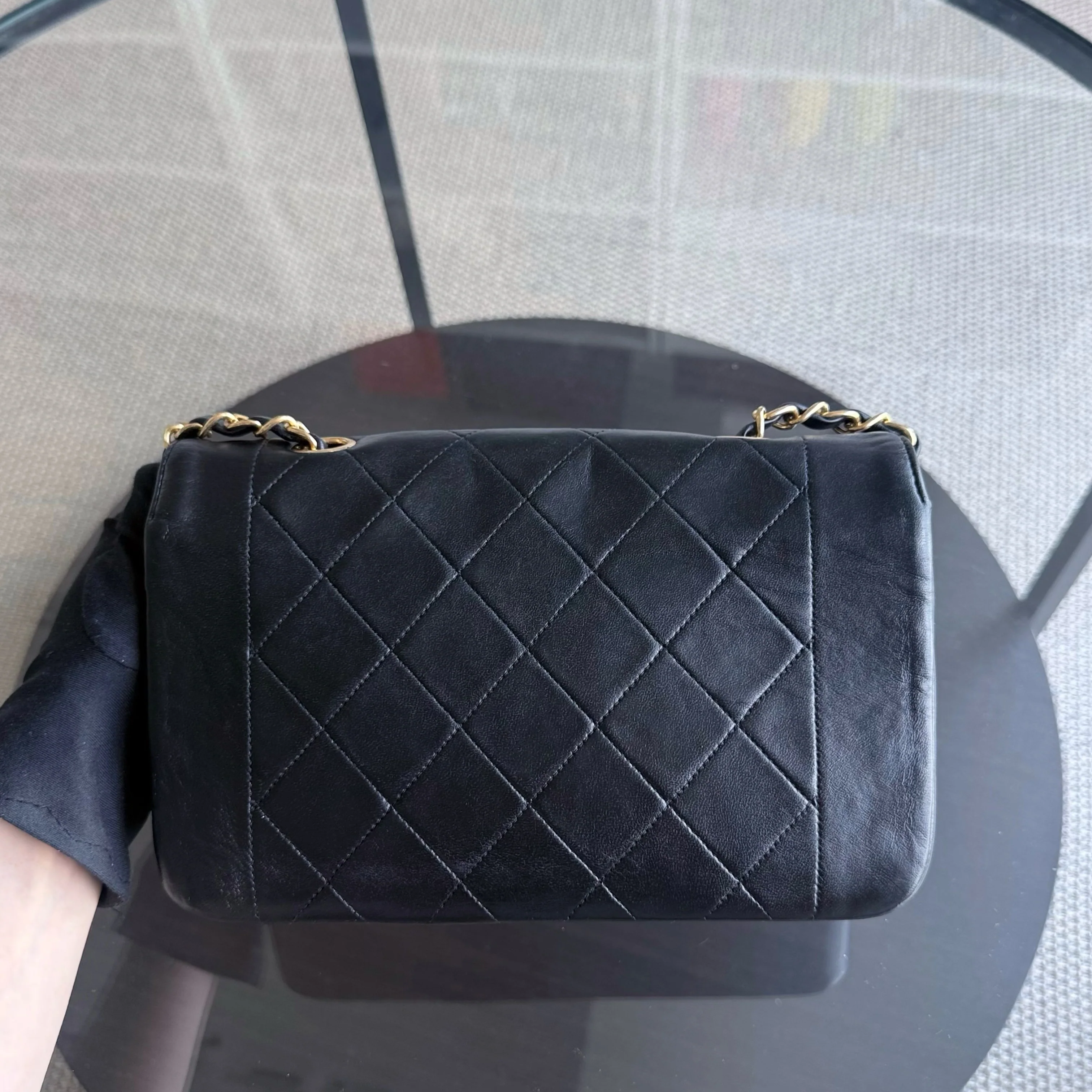 Chanel Diana Vintage - Quilted Lambskin Black Gold Hardware Series 2