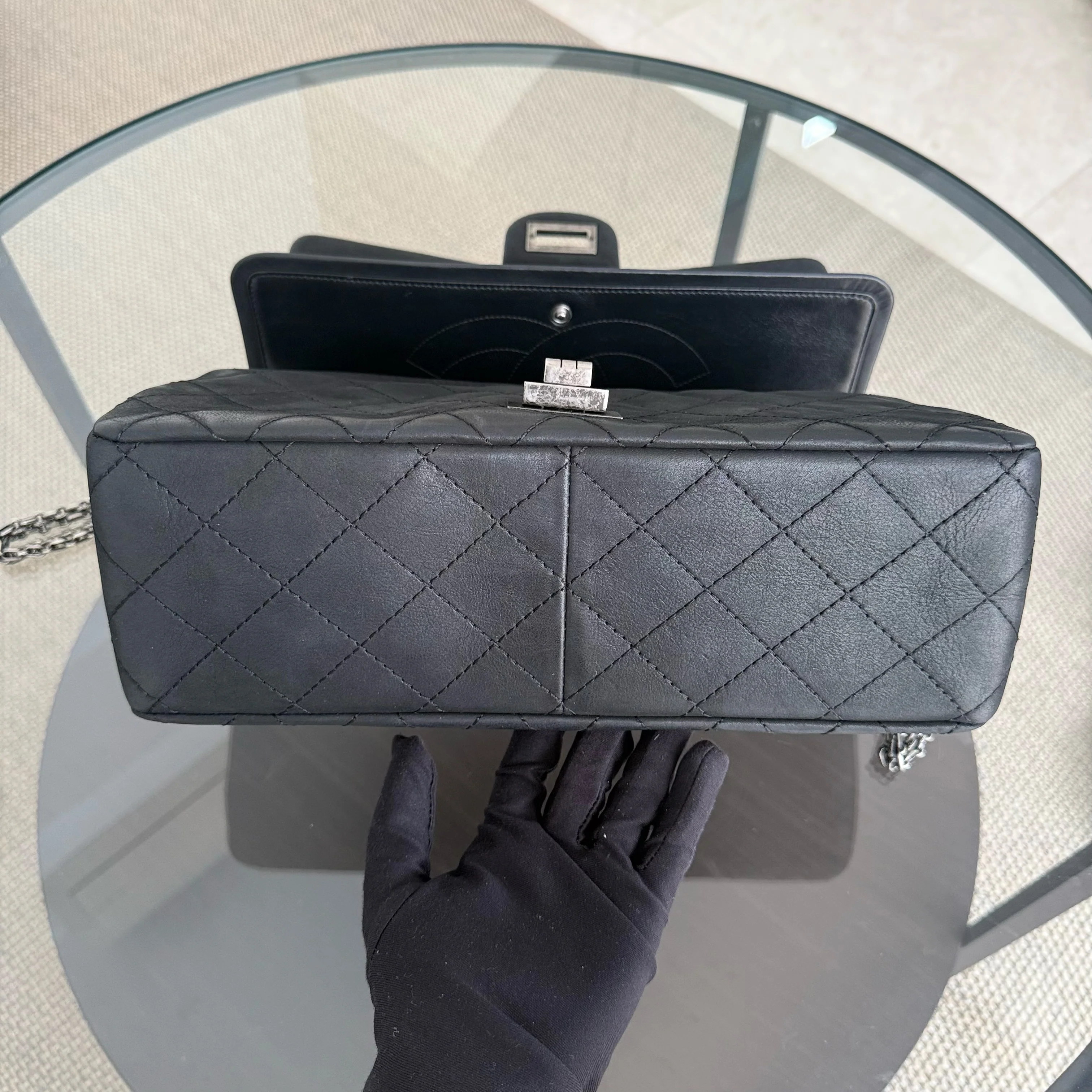 Chanel 2.55 Reissue 227 Large - Cannage Calfskin Black Ruthenium Silver Hardware Series 14