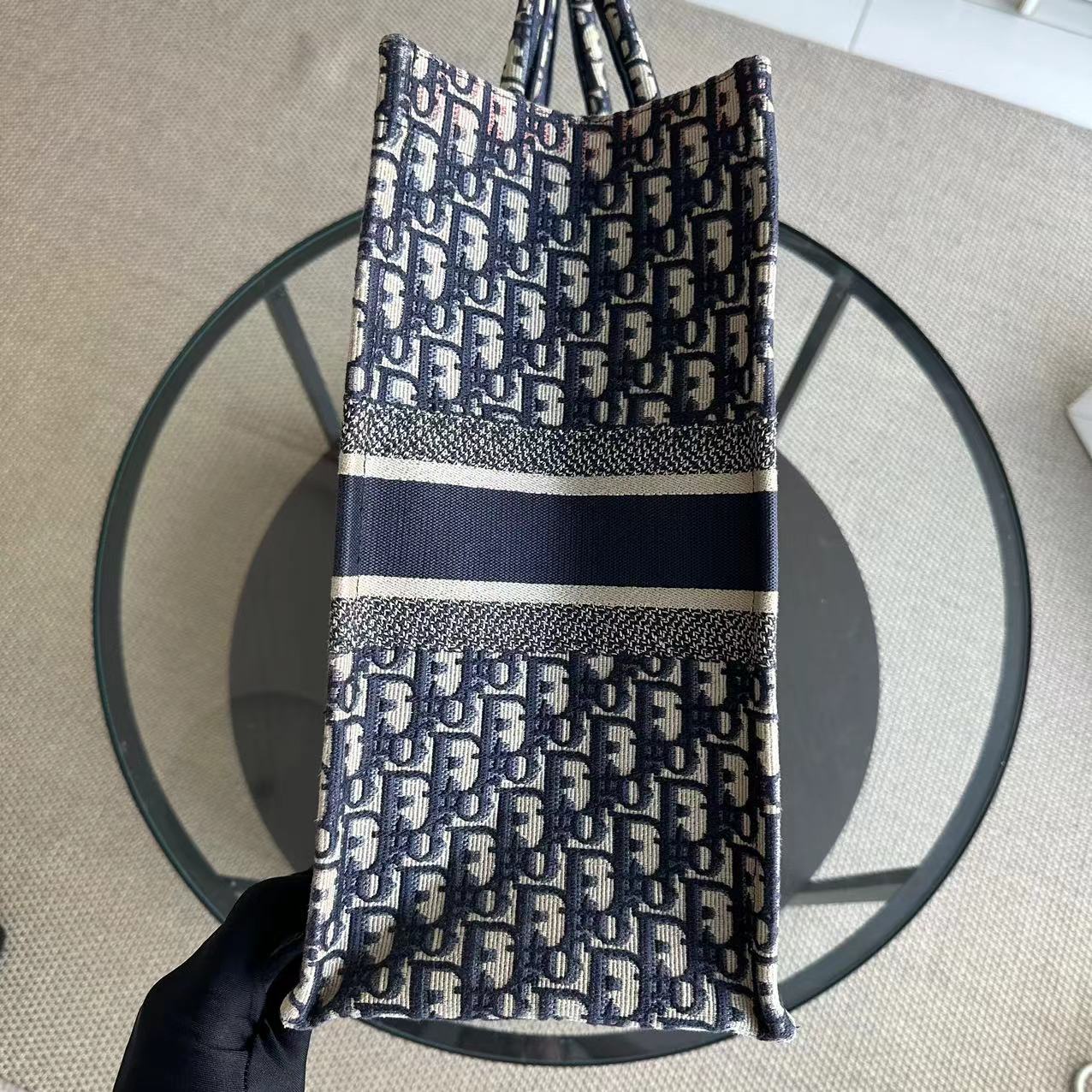 Dior Book Tote - Large Canvas Monogram Dark Blue