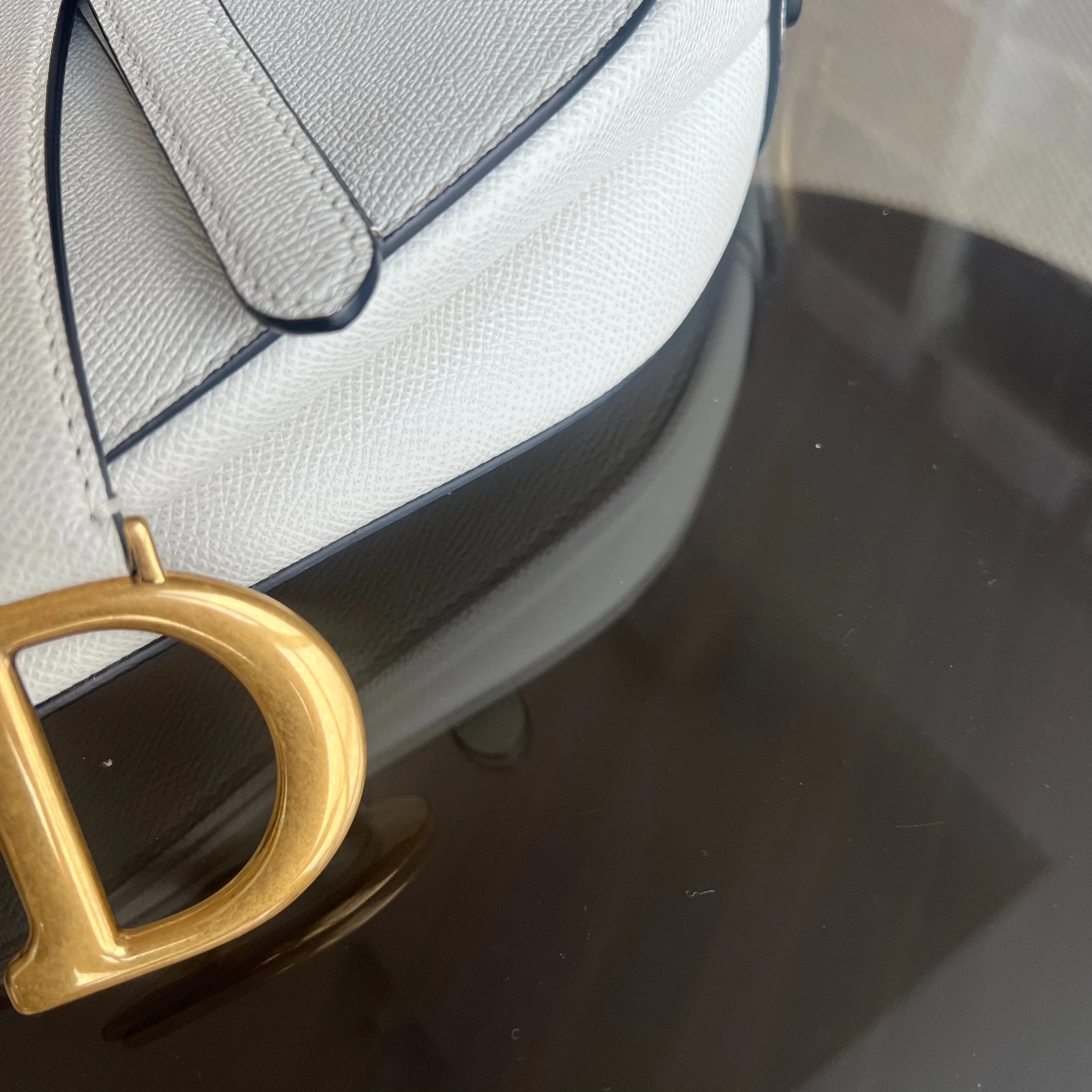 Dior Saddle Medium - Grained Calfskin White Gold Hardware