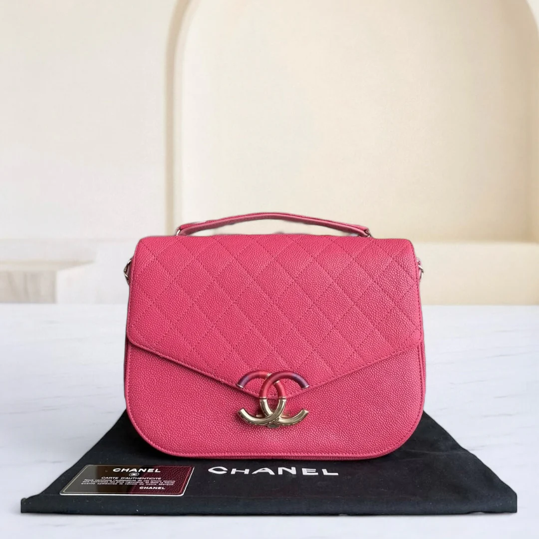 Chanel Coco Curve Cuba - 25CM Caviar Quilted Pink Gold Hardware Series 25