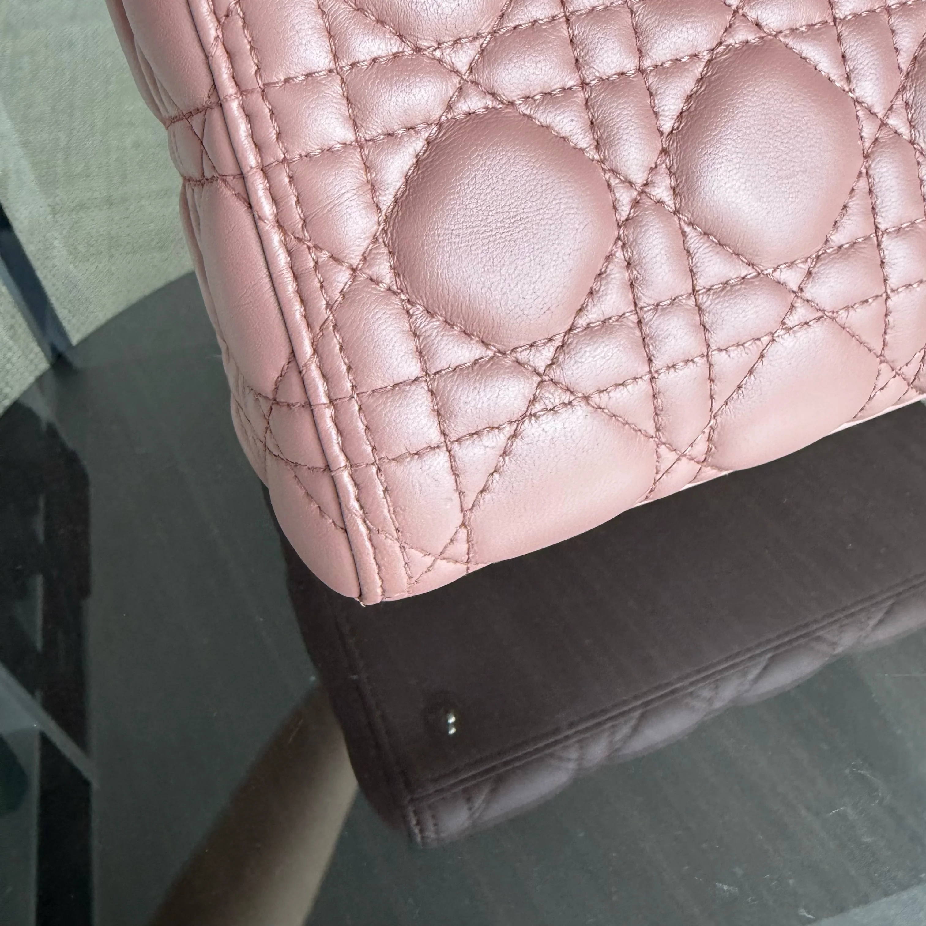 Dior Lady Medium - Cannage Lambskin Blush Gold Hardware NO STRAP