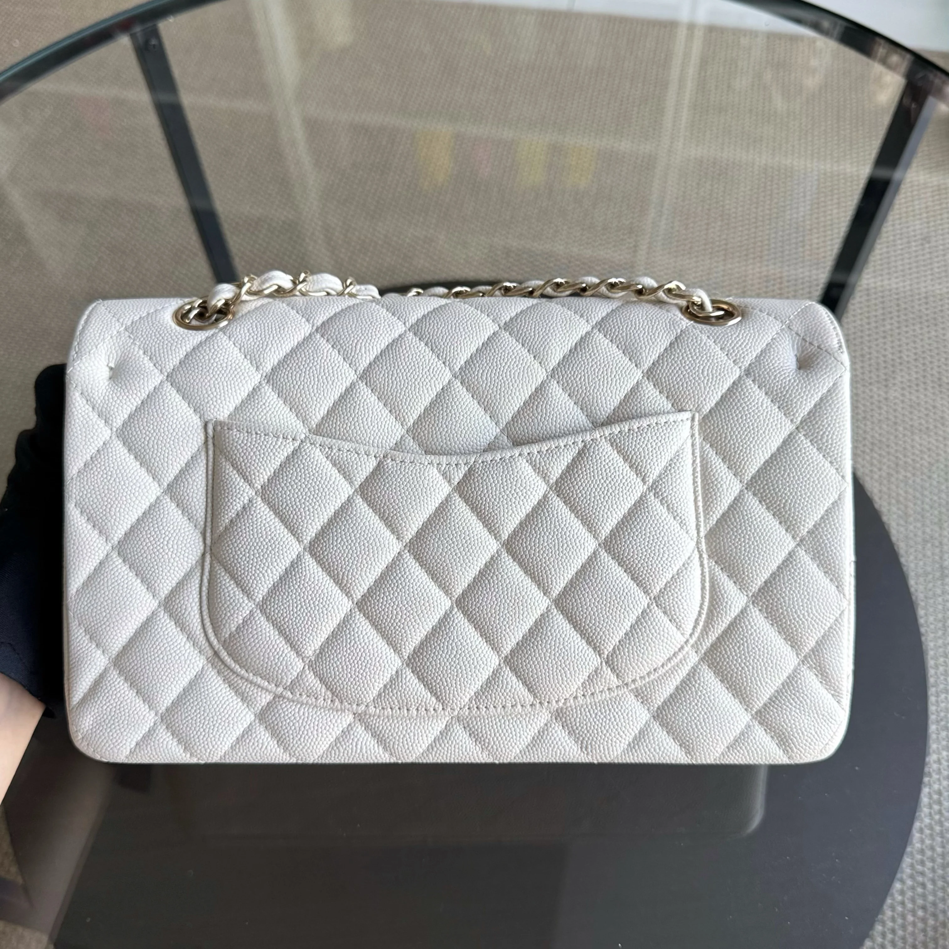 Chanel Classic Flap Medium - Caviar Quilted Grained Calfskin White Gold Hardware Series 23