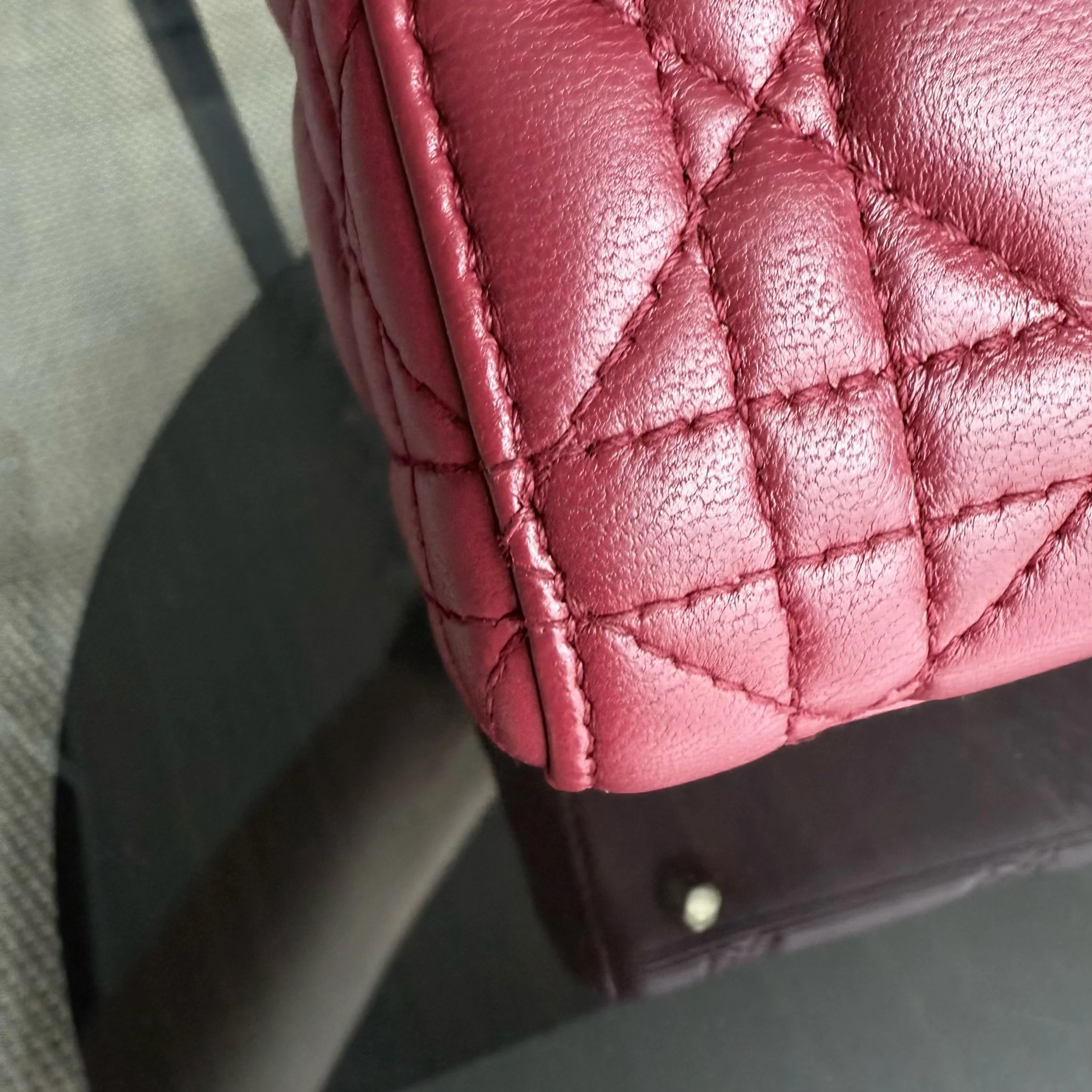 Dior Lady Mini - Cannage Lambskin Dark Red Gold Hardware Chain Strap